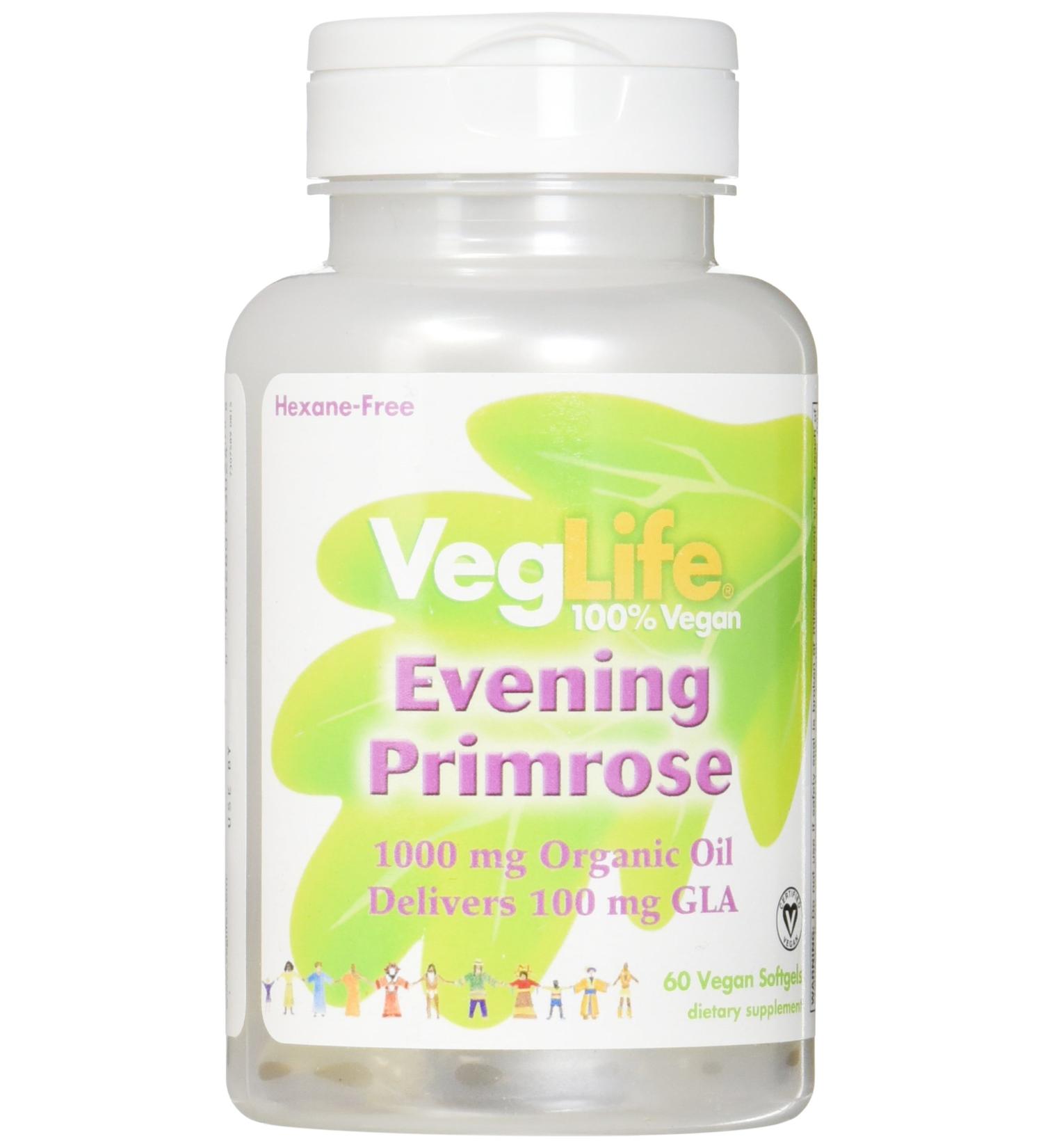 VegLife Evening Primrose Oil 1000mg Vegan Softgel - 60ct Organic Supplement - Buy Online on GoSupps.com