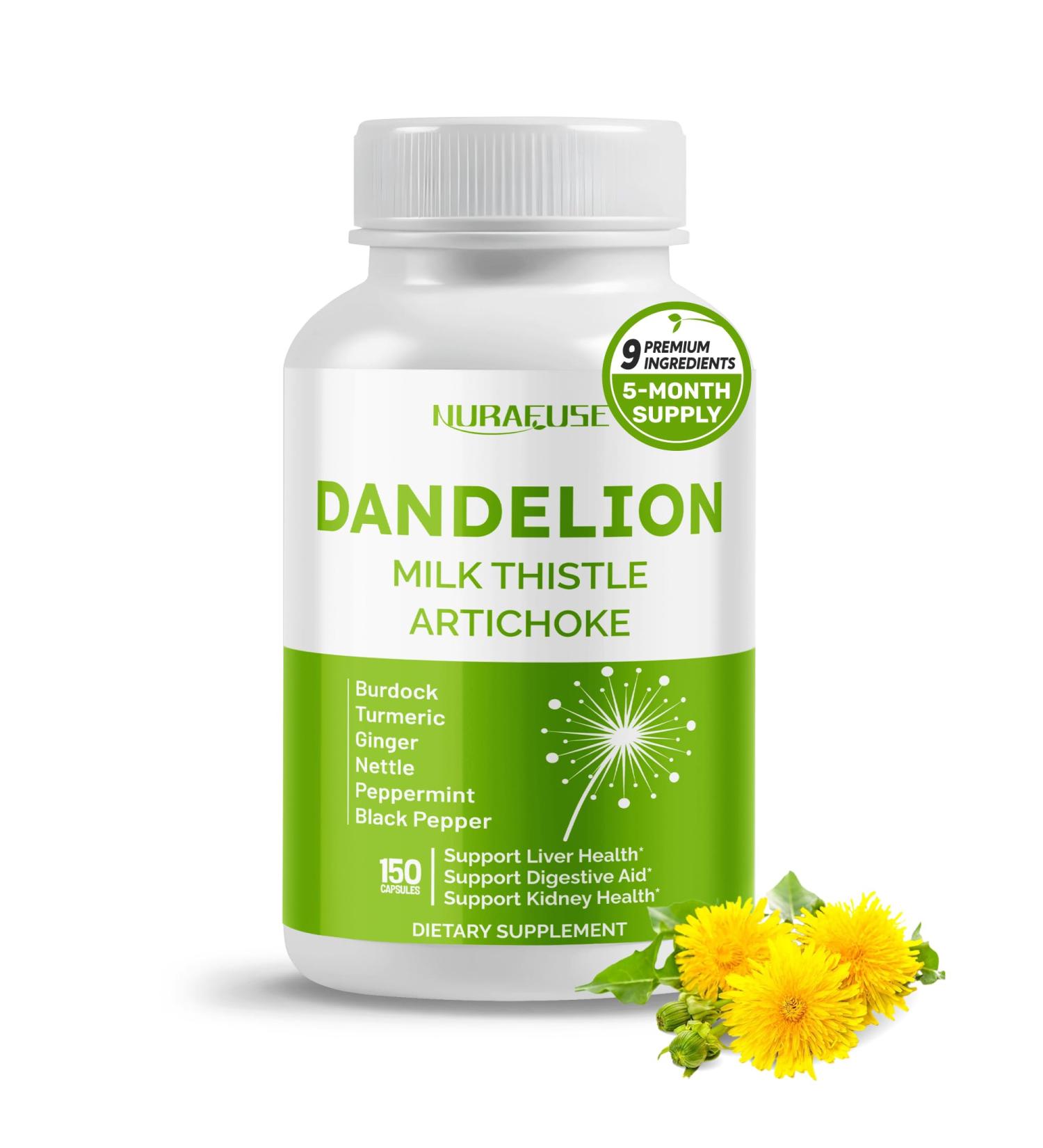 Dandelion Milk Thistle Artichoke Burdock Turmeric - Support Liver Health Support Digestive Aid - Made and Tested in The USA 150 count (pack of 1) - Buy Online on GoSupps.com