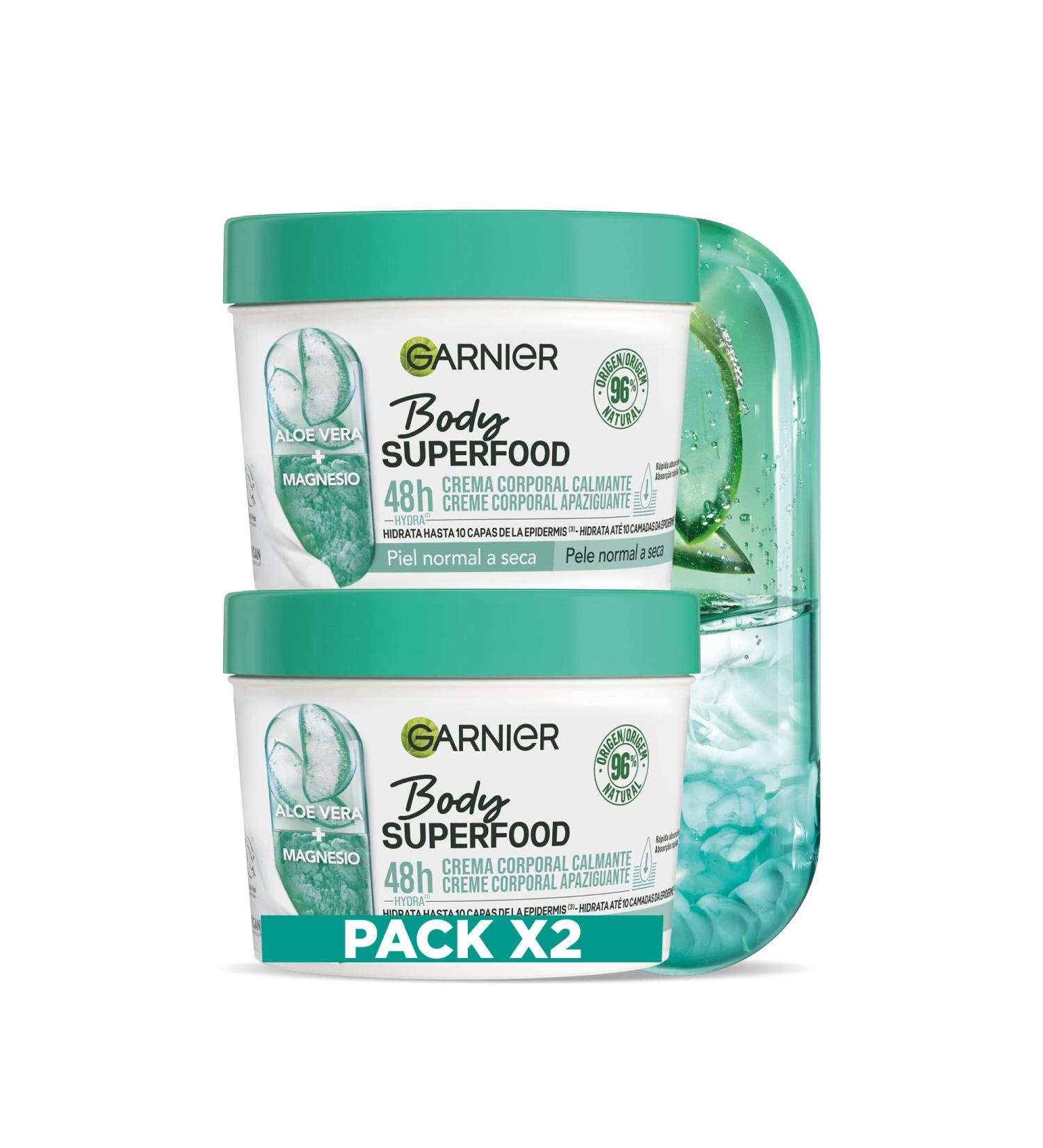  Garnier Garnier Body Superfood Soothing Body Cream with Aloe Vera and Magnesium for Normal to Dry Skin 48-Hour Moisture 380 ml Pack of 2 (2 x 380 ml) - Buy Online on GoSupps.com
