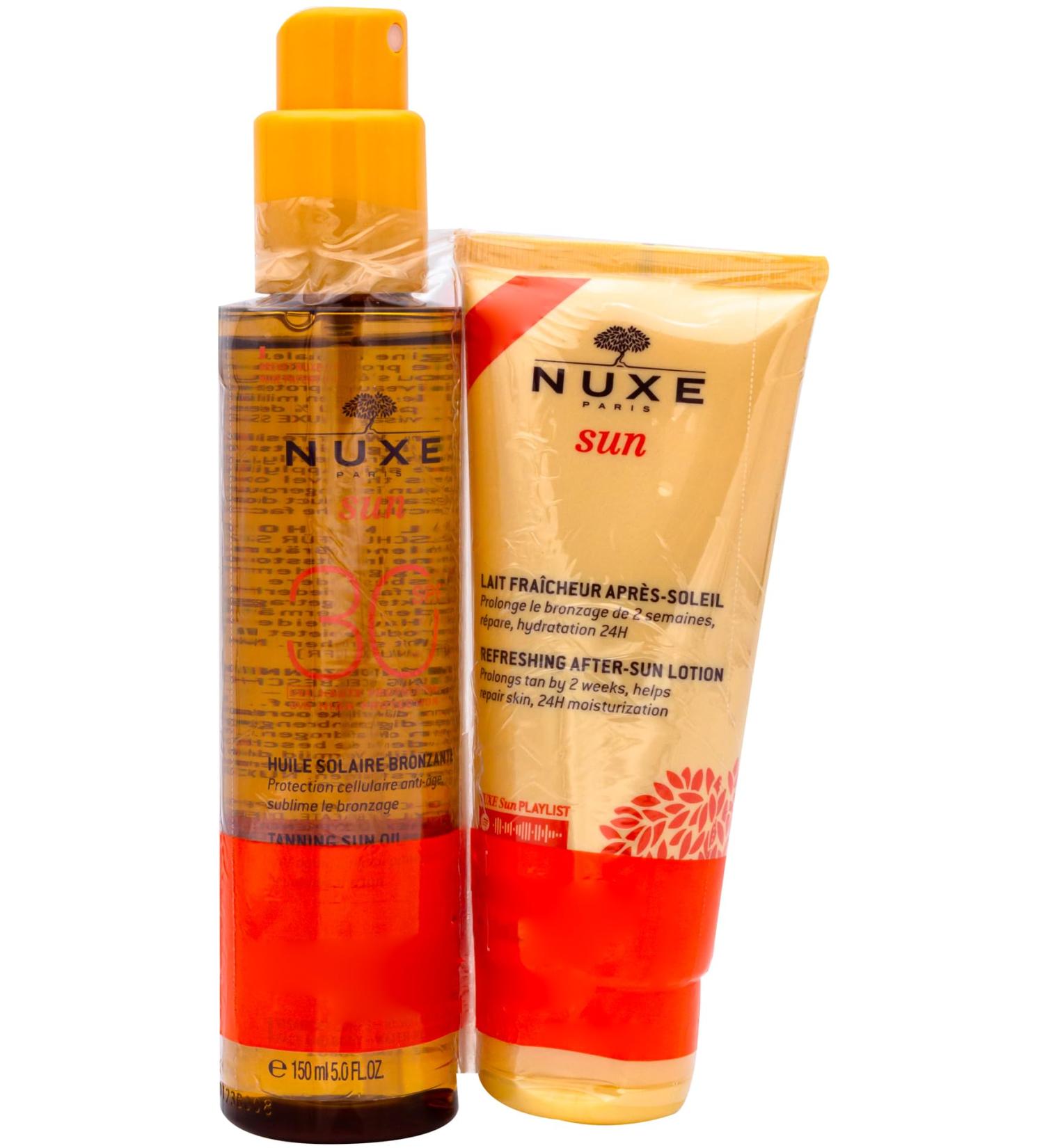 Nuxe Sun Sun Bronzing Oil for Face and Body SPF30 150 ml + After-Sun Freshness Milk for Face and Body 100 ml Free - Buy Online on GoSupps.com
