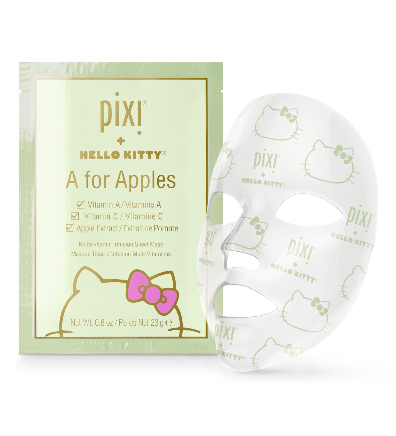 Pixi + Hello Kitty A for Apples Sheet Mask | Hydrating & Brightening | Vitamin A C & Apple Extract | 3 Masks - Buy Online on GoSupps.com