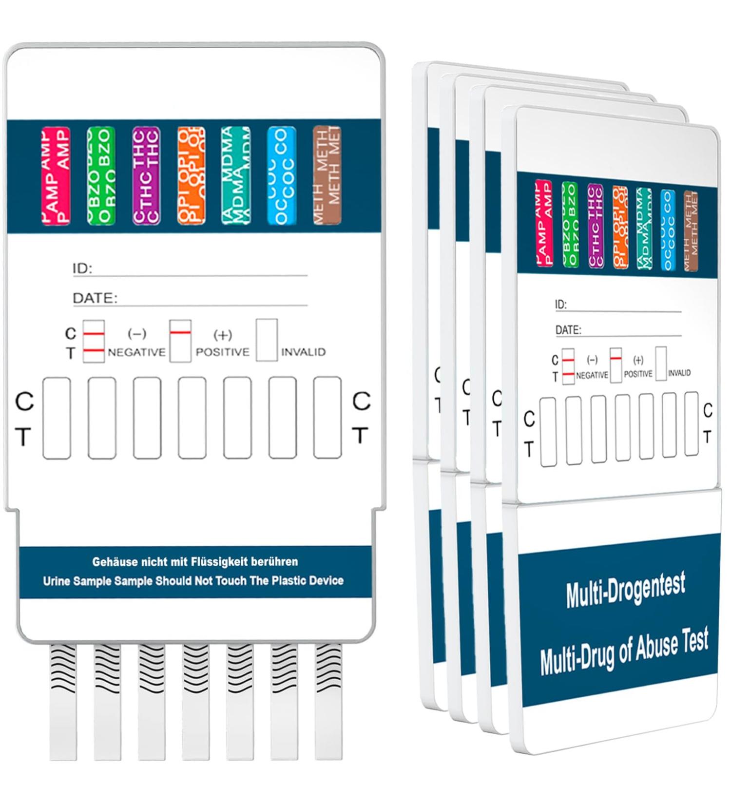 5x 7-in-1 Multi Drug Test | Urine Test for THC Cocaine Opiate Methadone Amphetamines MDMA & Benzodiazepines | Pharmacy Quality - Buy Online on GoSupps.com