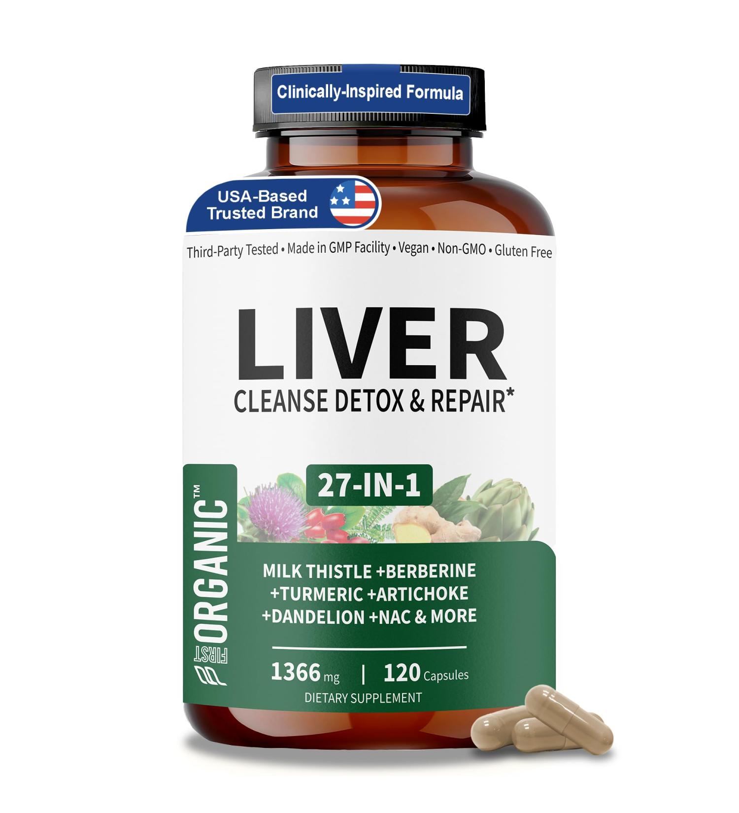 Milk Thistle Liver Guard+ Complex | 1366mg - 120 Caps | 27-IN-1 Herbal Liver Cleanse & Detox Blend | with Silymarin, Beet Root, NAC & Zinc | Third-Party Tested, Vegan, Non-GMO, Gluten Free - Buy Online on GoSupps.com