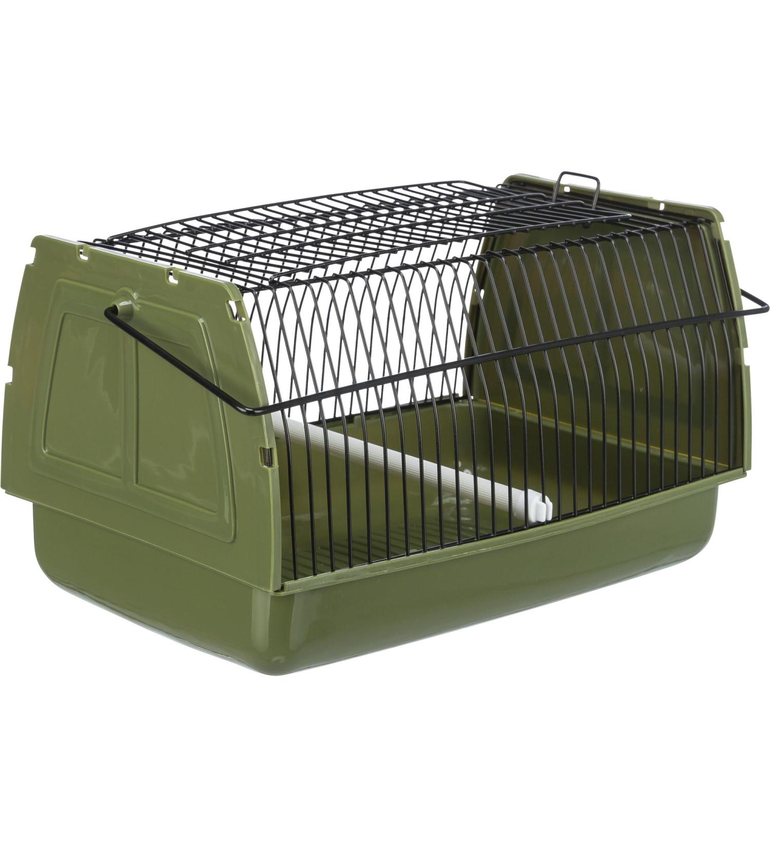 TRIXIE Transport Box for Birds and Small Animals 22x14x15 cm - Green Plastic/Metal, Removable Perch - Buy Online on GoSupps.com