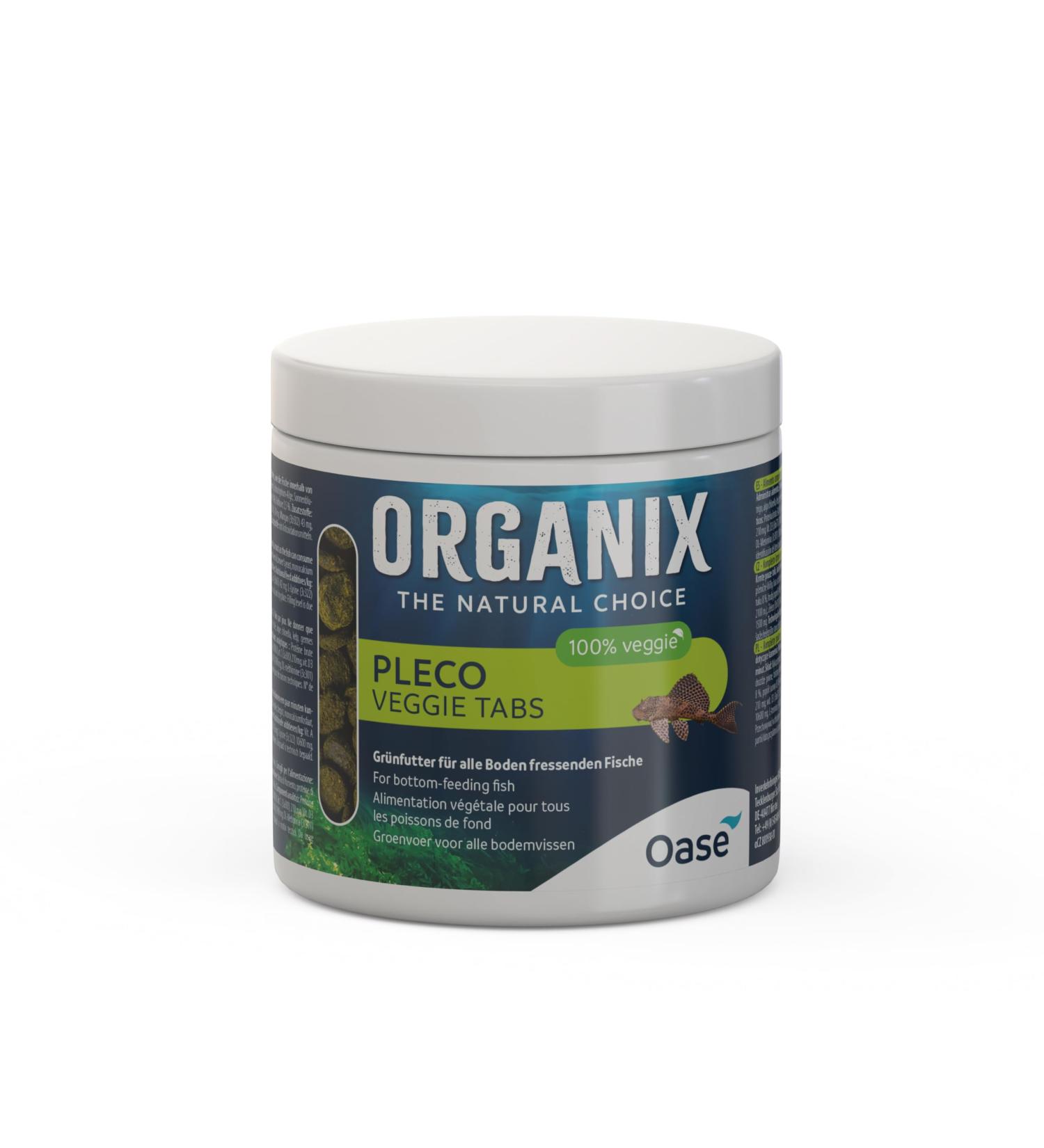 OASE ORGANIX Pleco Veggie Tabs 500 ml - Green food for bottom feeders aquarium food for herbivores