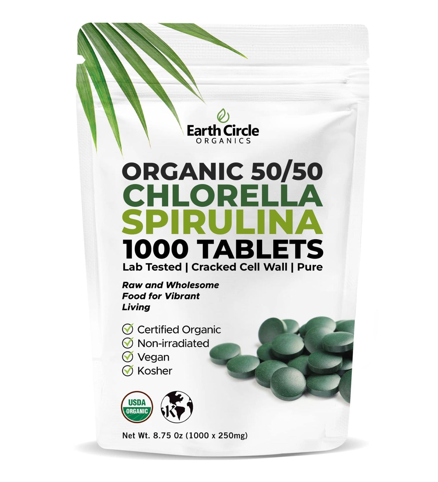 Premium Organic Chlorella / Spirulina Tablets 1000 Count (50/50) | Vegan Kosher Green Algae Superfood | Cracked Cell Wall for Maximum Absorption | High in Protein Iron Chlorophyll - Pack of 1 1000 Count (Pack of 1) - Buy Online on GoSupps.com