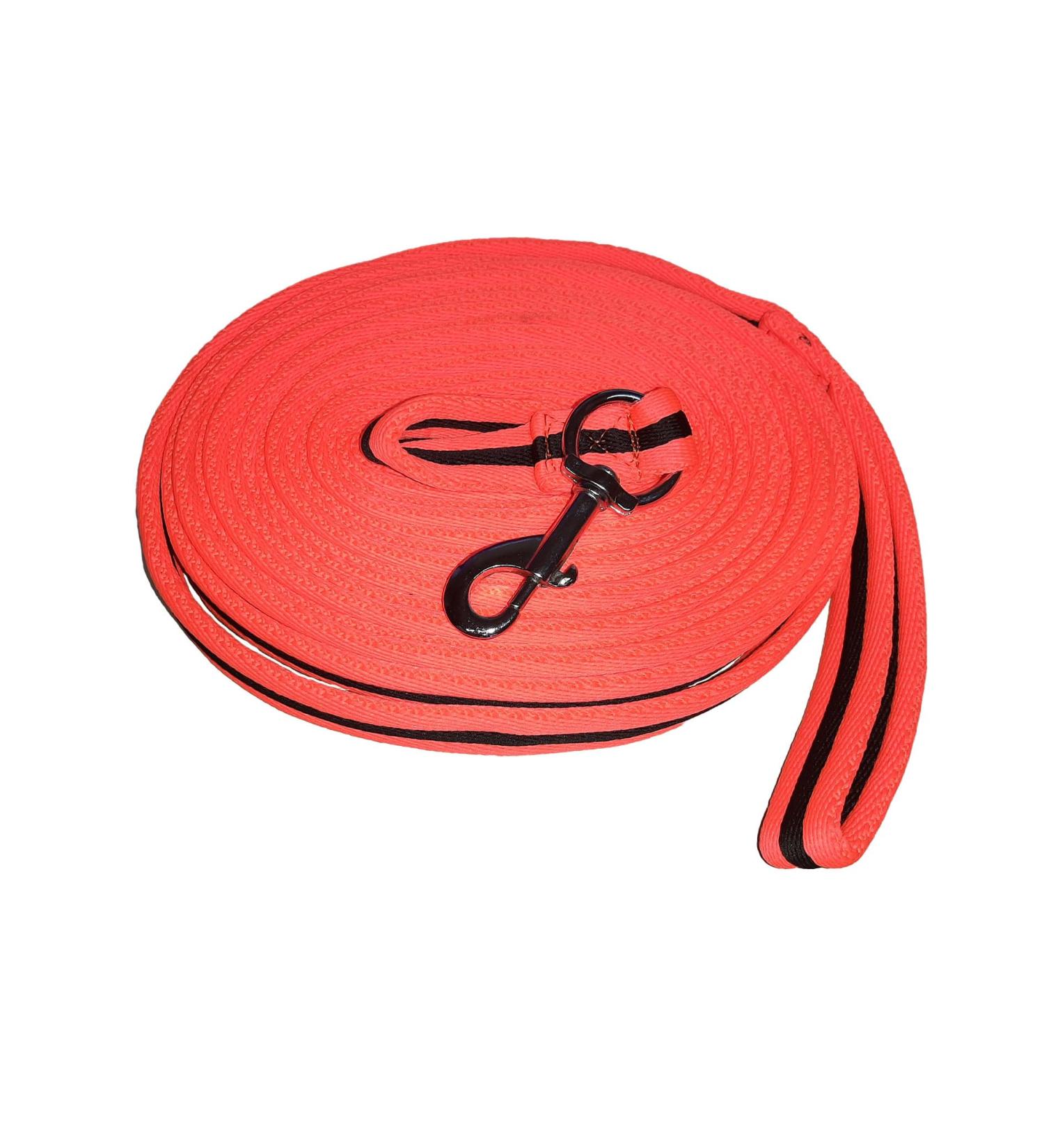 Brama-West Softlunge - Horse lunge line with hand loop and carabiner - approx. 8m - neon orange