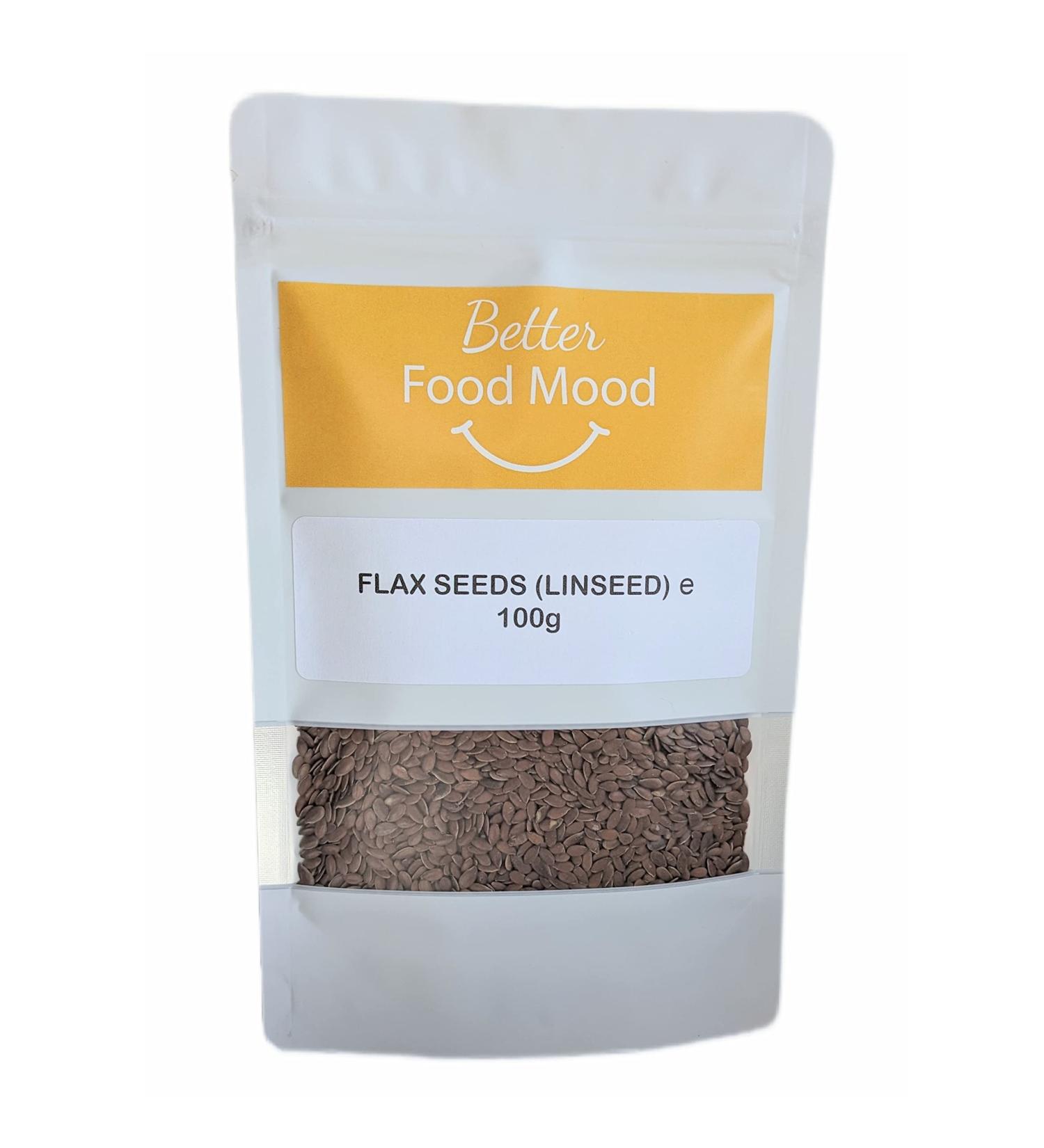 BetterFoodMood Raw Linseed/Flaxseed 100g | Ready to Eat | Unsalted Unroasted | Rich in Omega 3s | High in Protein | for Smoothies Oatmeal Baking - Buy Online on GoSupps.com