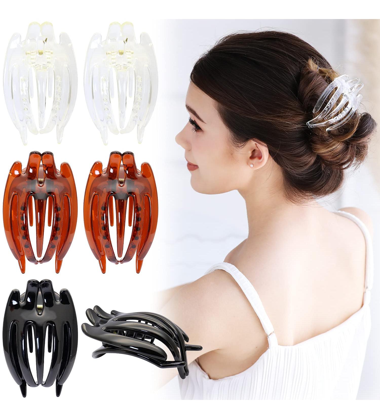 RC ROCHE ORNAMENT 6 Pcs Women's Cute Hollow Barrette French Concord Hair Clip Set - Clear Brown and Black Medium - Buy Online on GoSupps.com