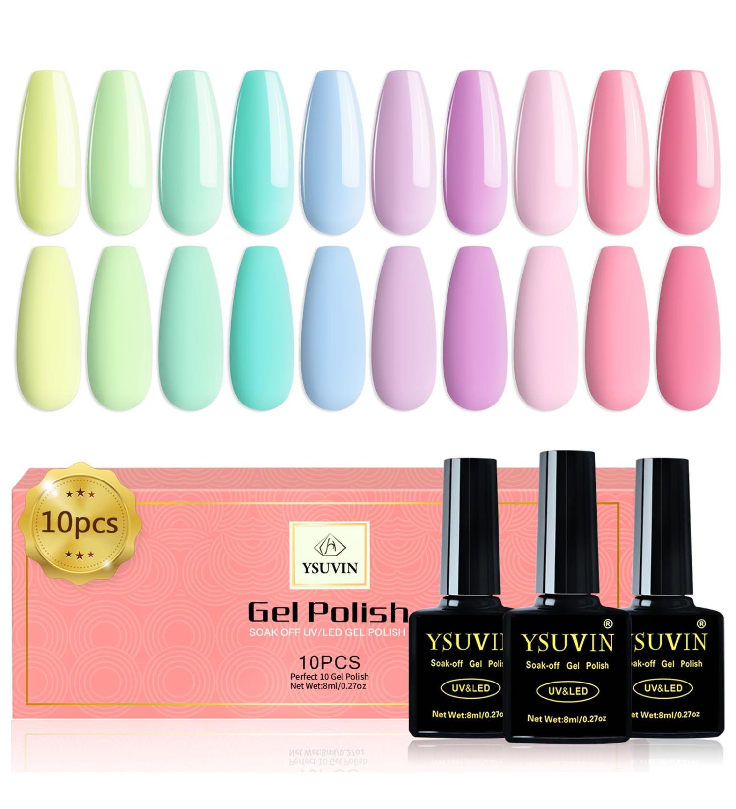 Yueshop Pastel Gel Nail Polish Kit - 10PCS 8ml Macaron Candy Colors for Summer DIY Manicure - Buy Online on GoSupps.com