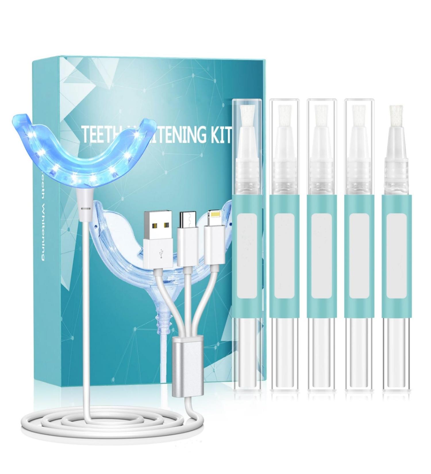Blisstaar Professional Teeth Whitening Kit - Fast 20-Minute At-Home Whitening System with 16x LED Lamp & 5 Bleach Gels for Bright White Teeth - Buy Online on GoSupps.com