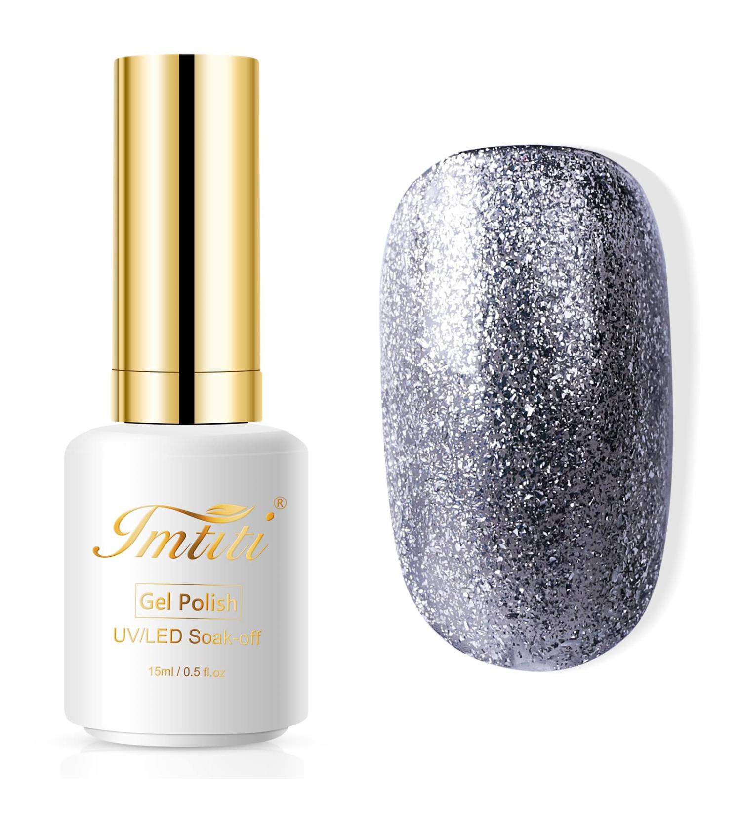 Gel Nail Polish 1 Pcs Platinum Black Silver Color Gel Polish Soak Off LED Long-Wear Mirror Shine Essential Nail Gel Salon Manicure Design DIY at Home Gift for Women 0.5 Fluid Ounces - Buy Online on GoSupps.com