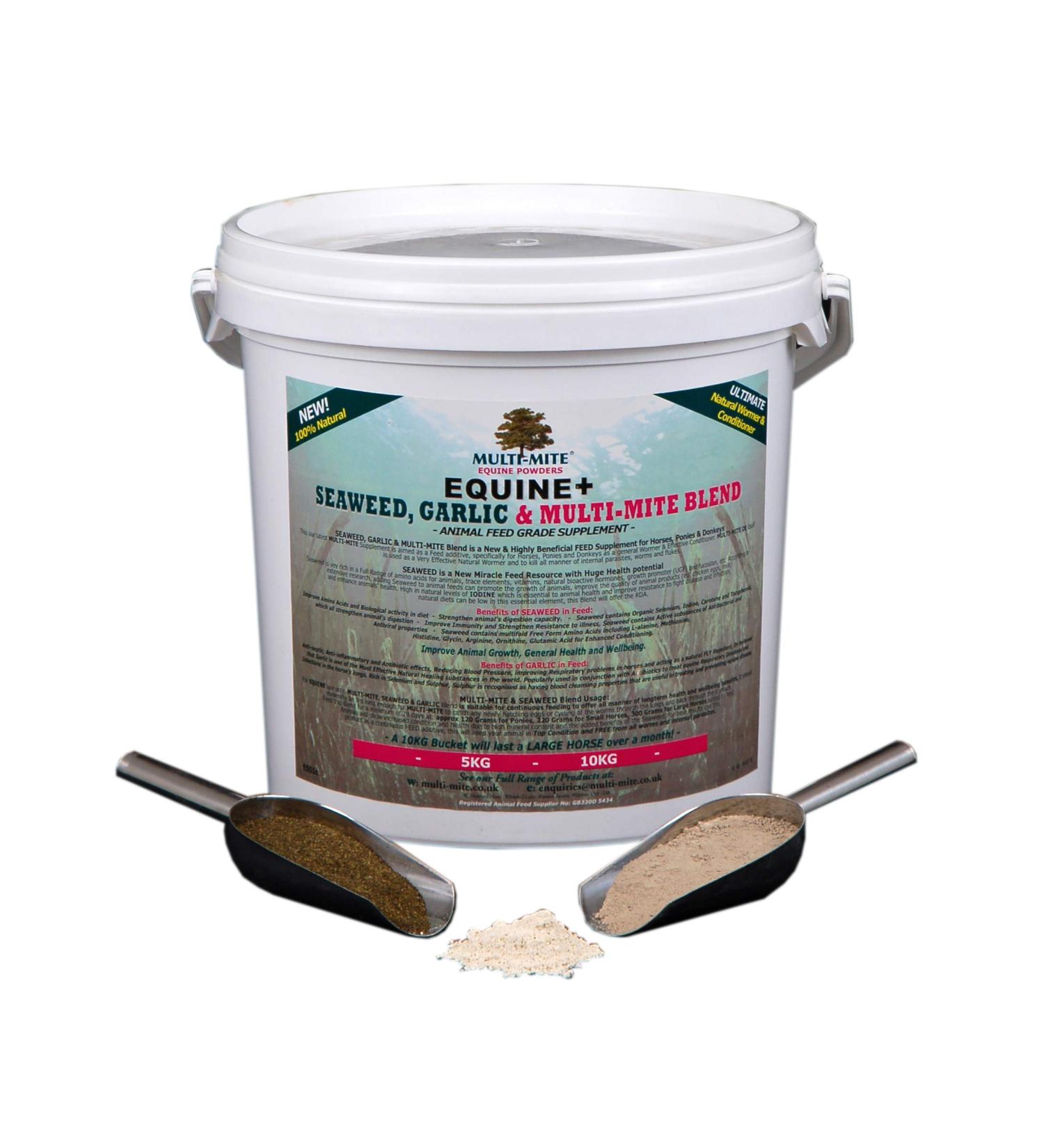 Multi-Mite 5KG Bucket DE SEAWEED & GARLIC Ultimate FEED Supplement for Horses and Ponies