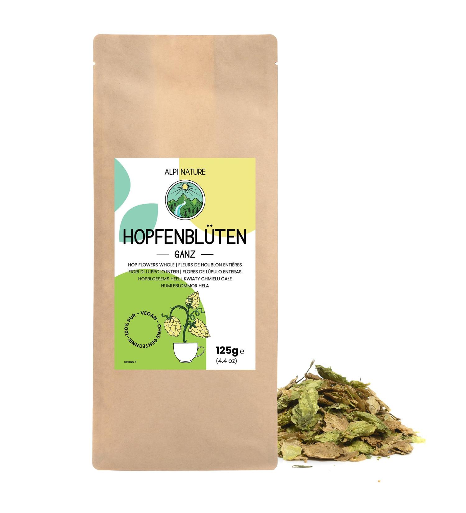 Alpi Investment OOD Whole hop blossoms 125g from Alpi Nature dried hop blossoms hop tea hop blossom tea herbal tea 125G 1250 - Buy Online on GoSupps.com