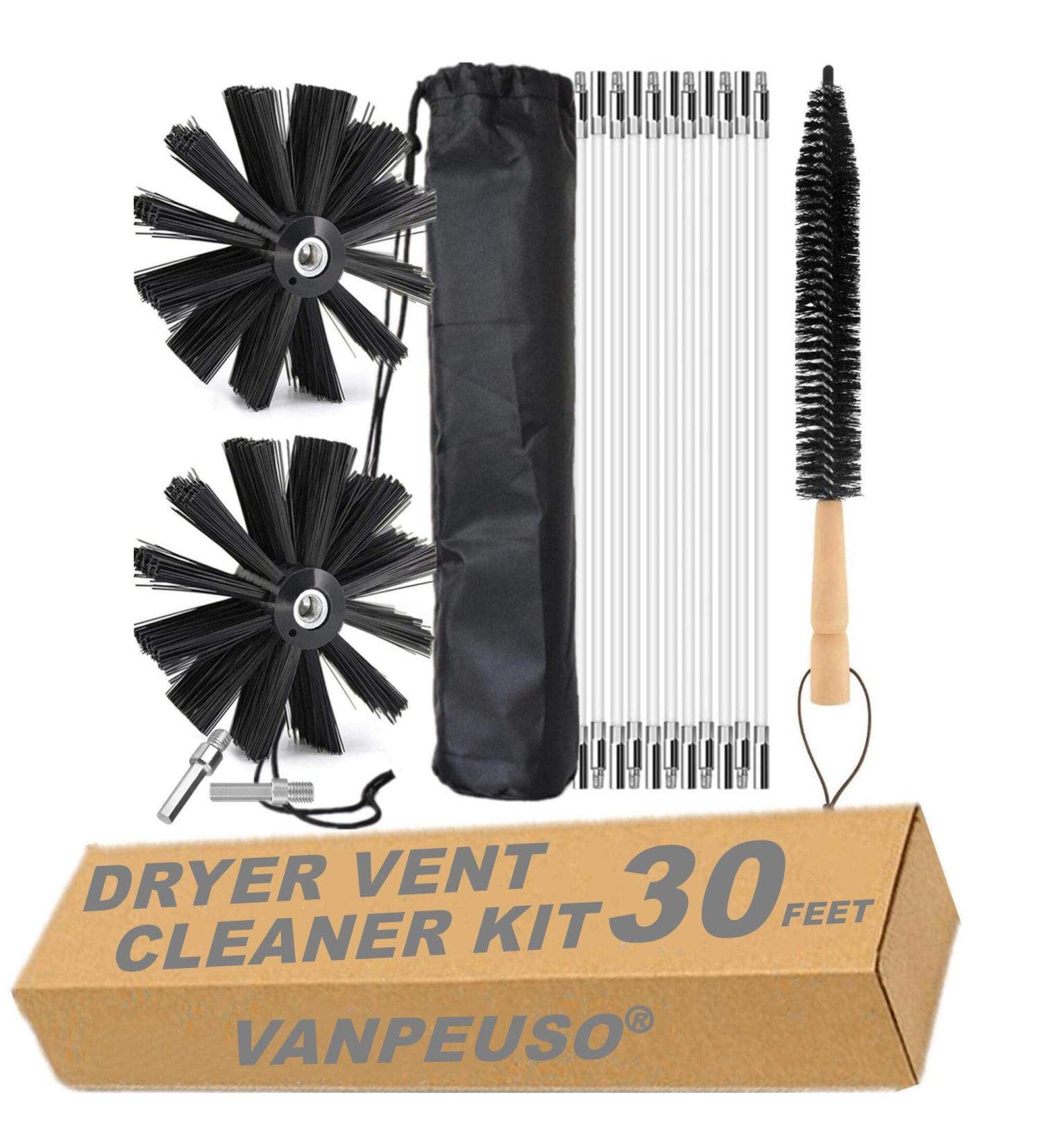 30-Feet Dryer Vent Cleaner Kit | Drill Attachment & Collection Bag | Efficient Home Cleaning Tool - Buy Online on GoSupps.com