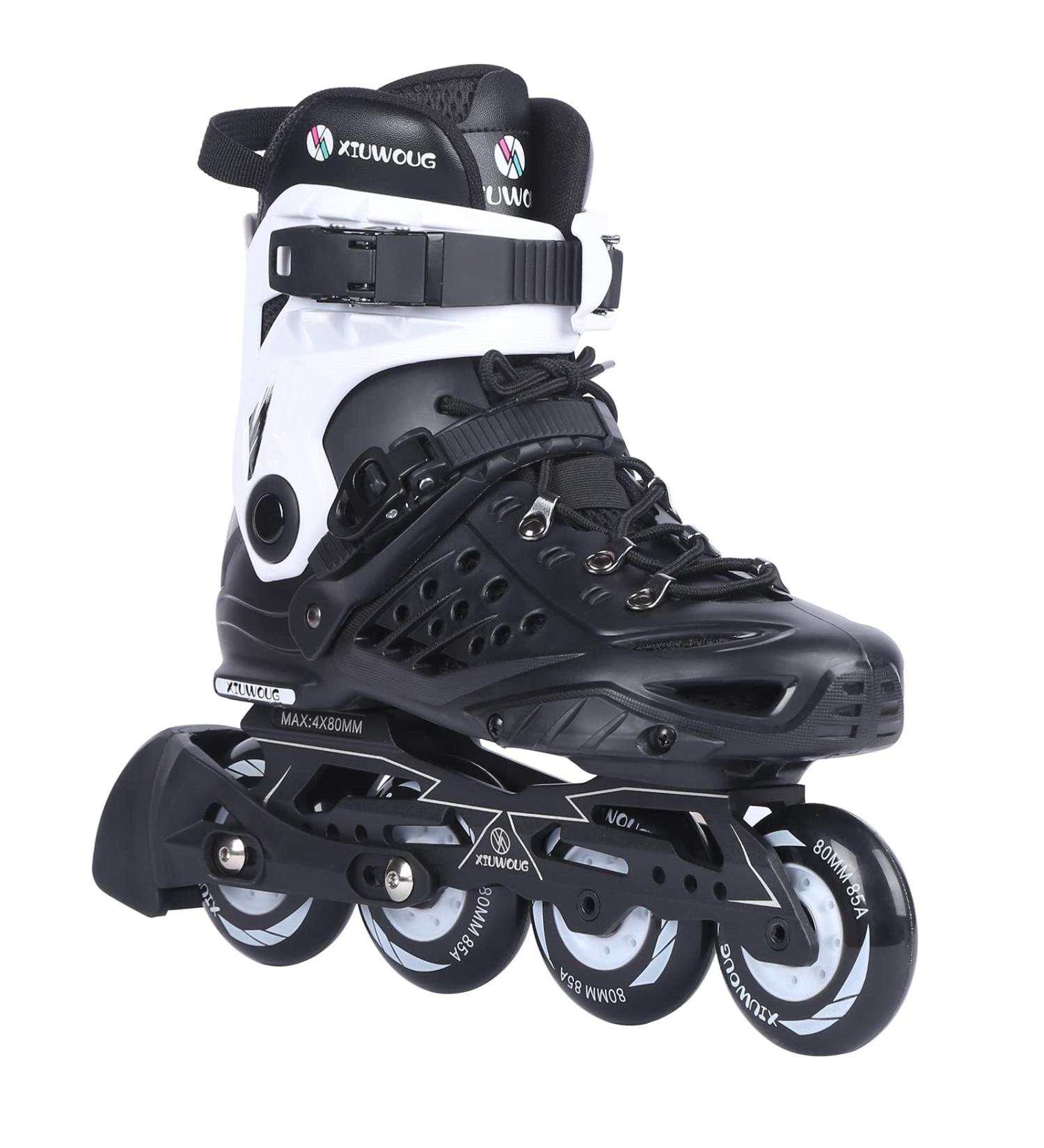 Adult Inline Skates ABEC-7 Carbon Steel Bearings 4*80mm 85A PU Wheels | Black Men8.5/Women9 - Buy Online on GoSupps.com