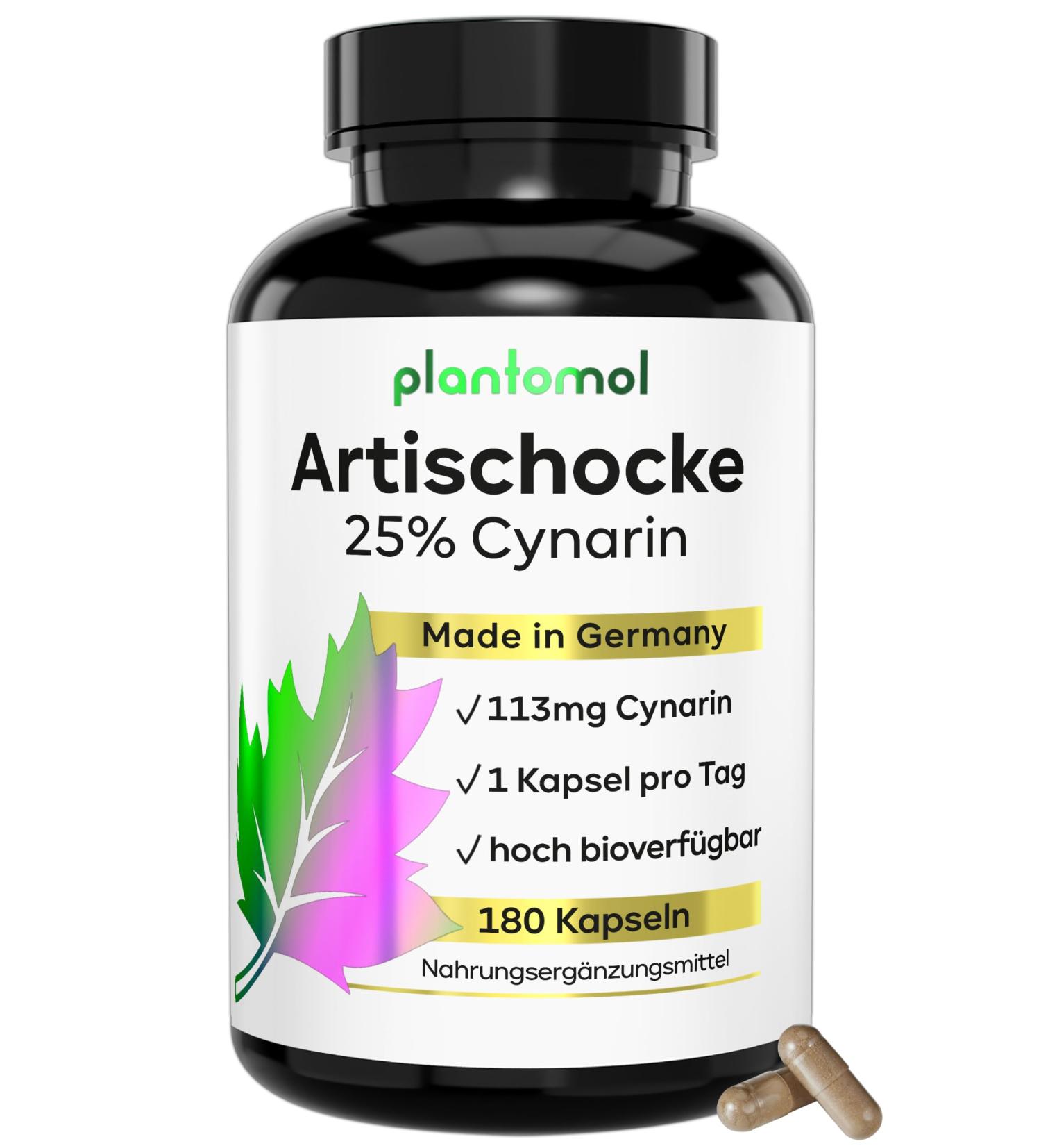 180 High Dose Artichoke Capsules - 113mg Cynarin per Capsule - 25% Cynarin Extract - 1 Capsule Daily for Optimal Health - Buy Online on GoSupps.com