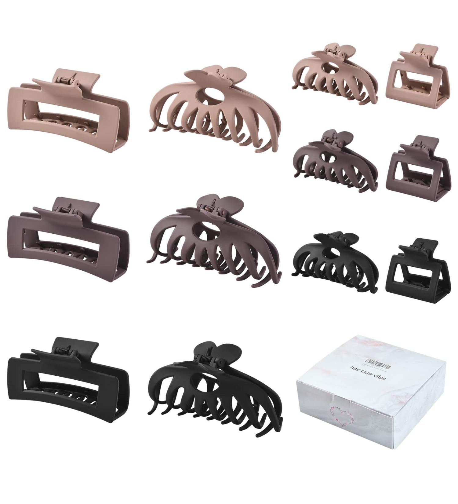12 Pack Hair Claw Clips - Large and Small Clips for Thick & Thin Hair - Strong Hold Matte Hair Accessories for Women - Neutral Colors - Buy Online on GoSupps.com