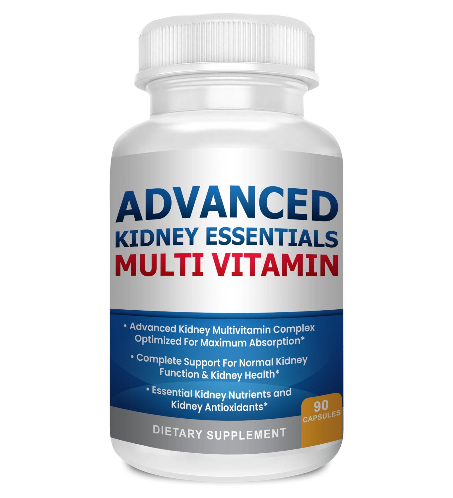 Advanced Kidney Essentials Multivitamin. Kidney Support Supplement for Complete Kidney Health. Kidney Health Supplement with Renal Vitamins 90 Caps 90 Count (Pack of 1) - Buy Online on GoSupps.com