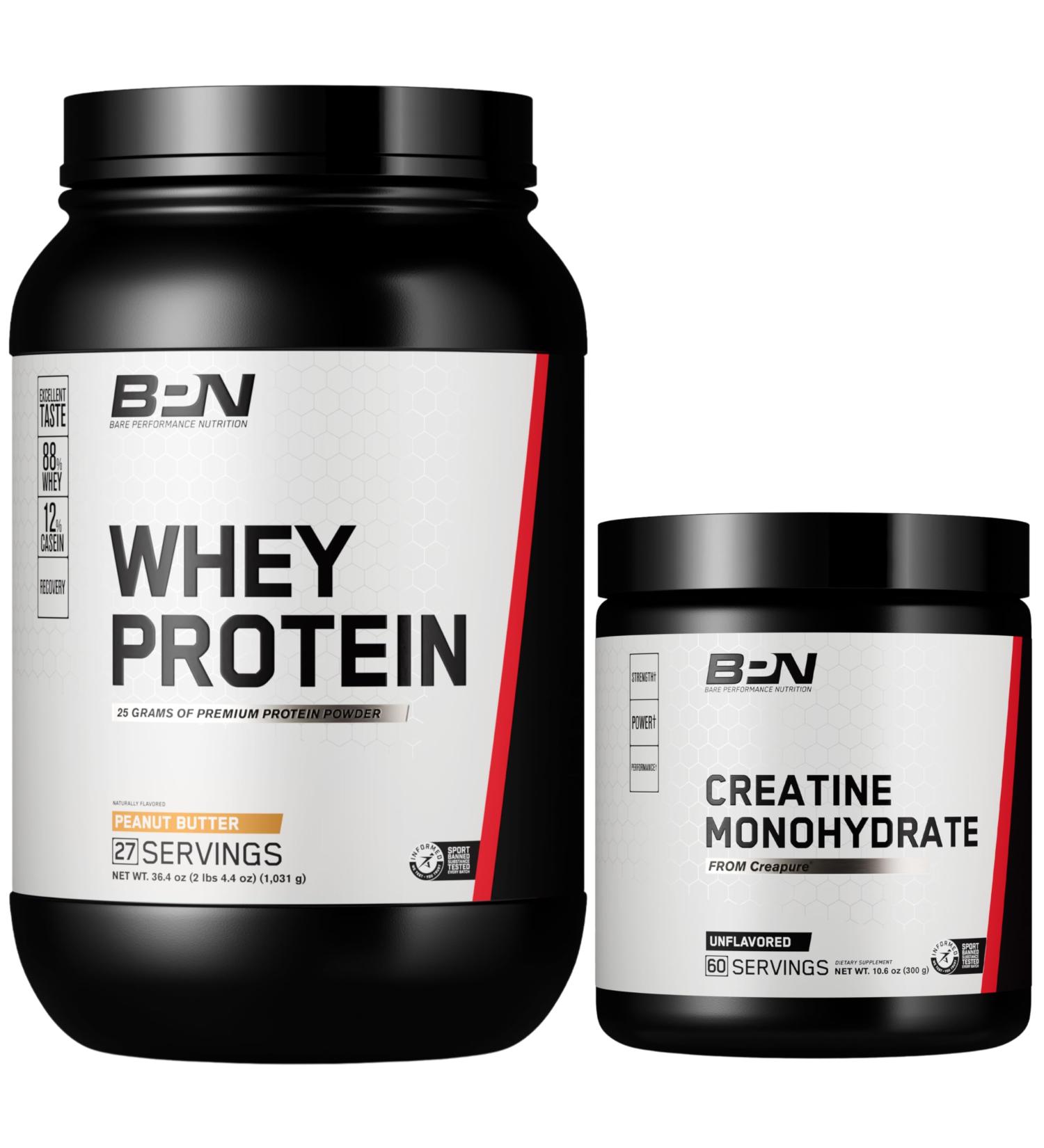 BARE PERFORMANCE NUTRITION BPN Whey Peanut Butter Protein + Creatine 60 Serving Bundle - Buy Online on GoSupps.com