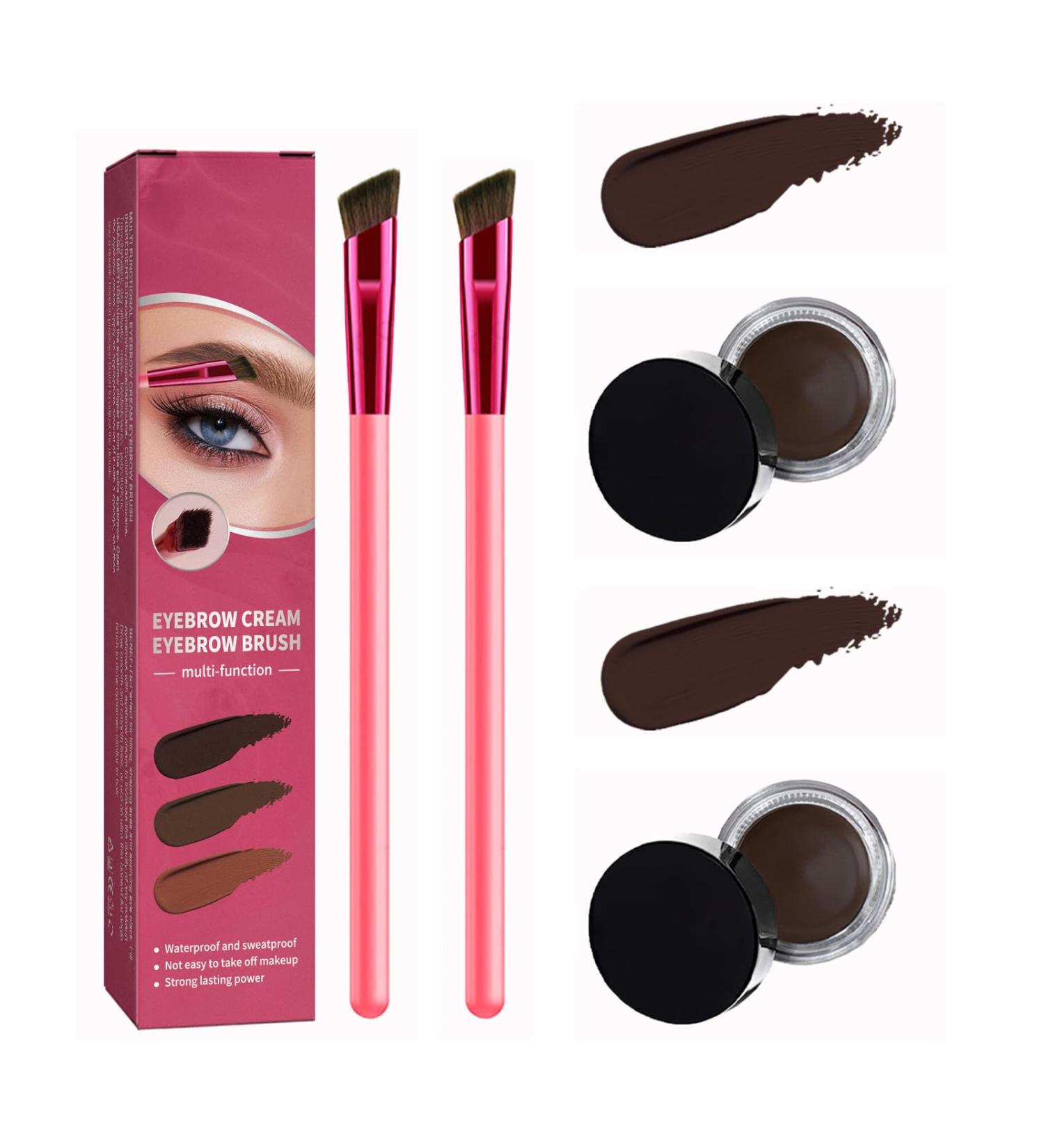 Eyebrow Brush Home Eyebrow Care Kit 4D Laminated 4D Laminated Brow Home-Grooming Kit 4D Hair Stroke Brow Stamp Brush with Eyebrow Cream (2*Taupe) - Buy Online on GoSupps.com