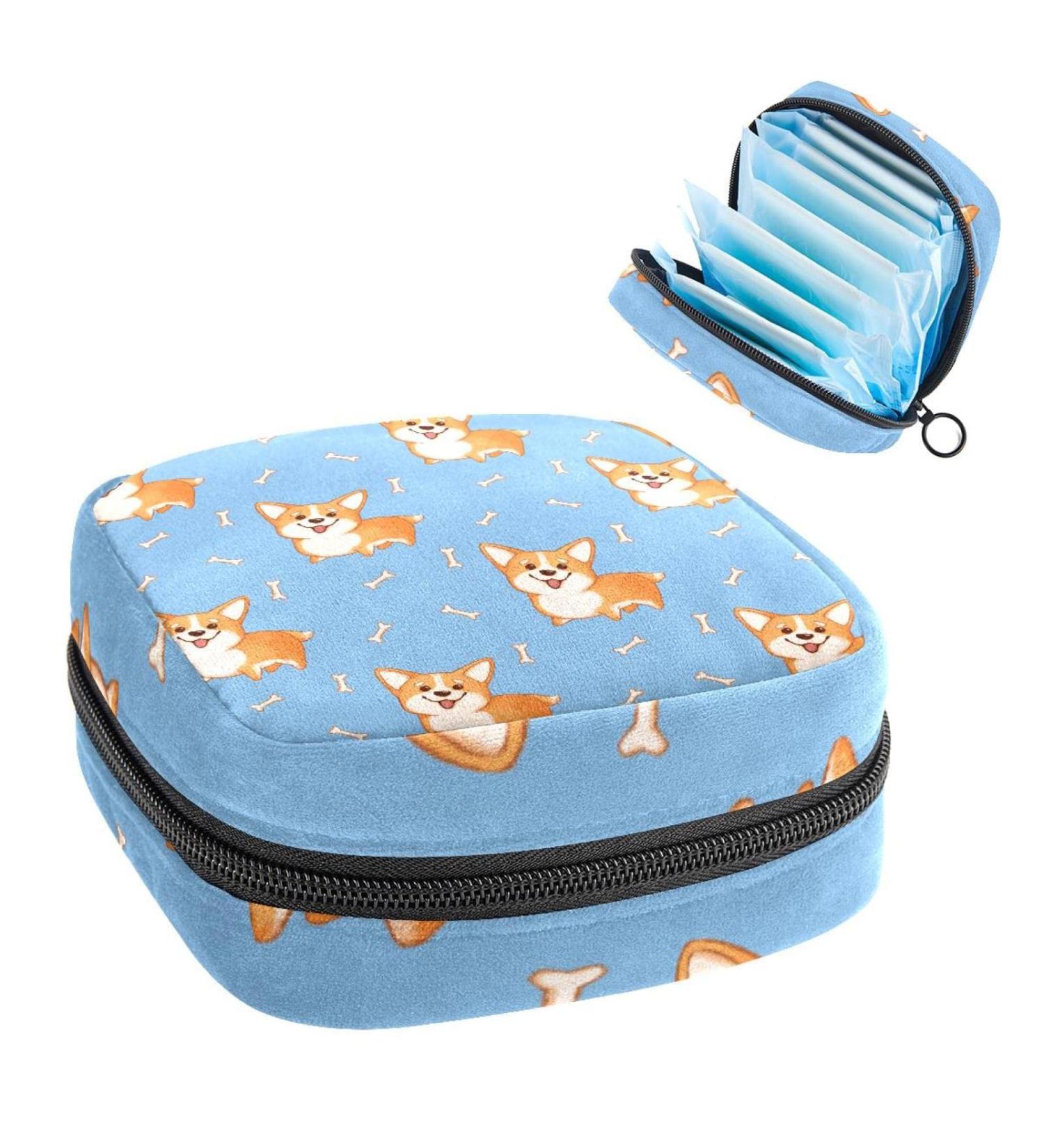 Buy Women's Bonds Storage Pockets Stillpad Halter Little Corgi Dog Pattern Portable Period Kit Bag - Feminine Product for Women & Girls - Bone Blue Design - Buy Online on GoSupps.com