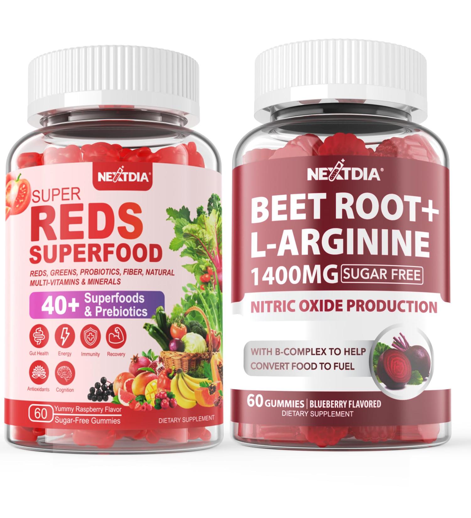 Nextdia 2 Pack Beet Root Gummies & Super Reds Gummies - Buy Online on GoSupps.com