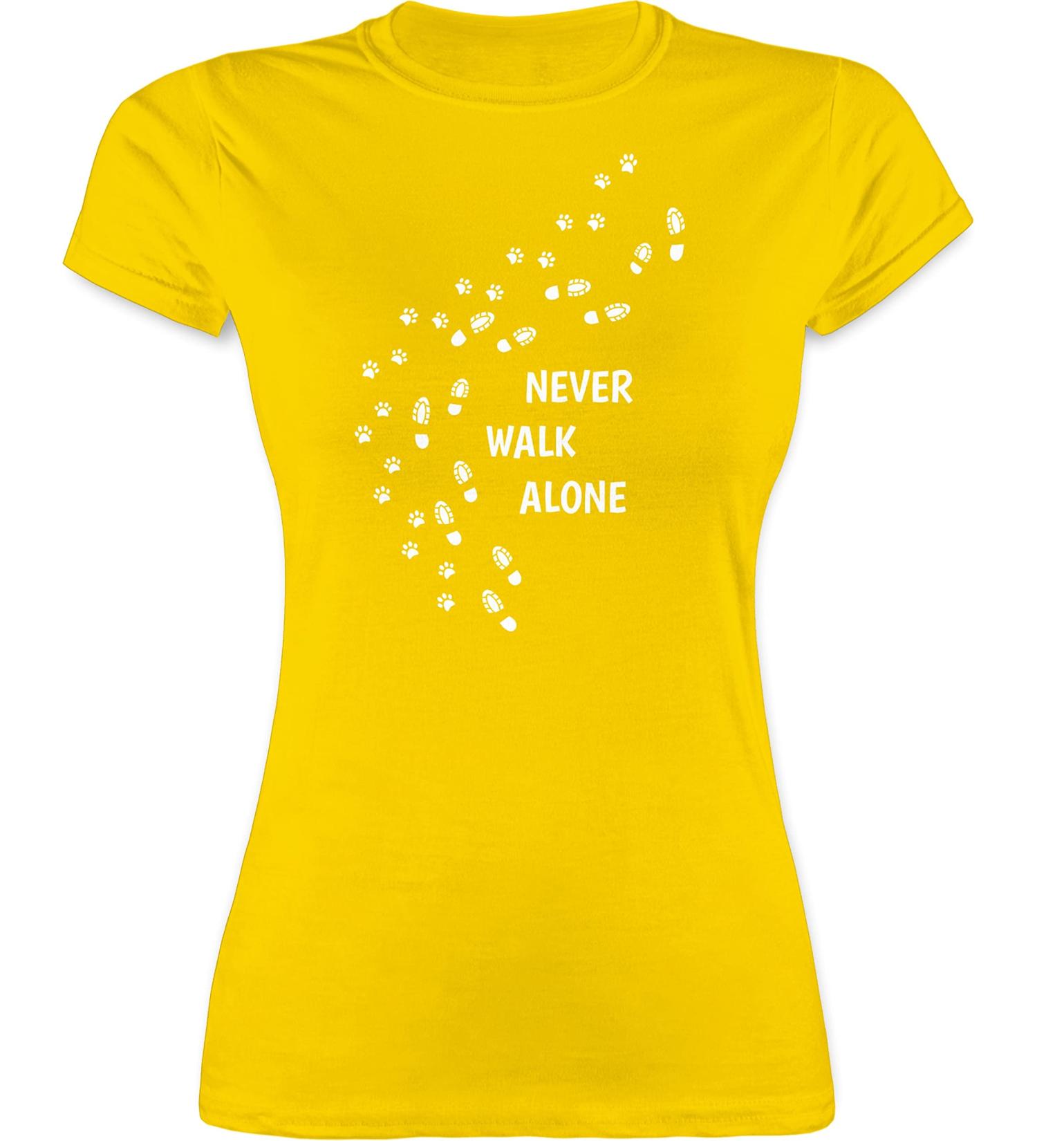 Shirtracer Women's Shirt - Perfect Gift for Dog Owners - Never Walk Alone Paw Prints - Yellow XL - Buy Online on GoSupps.com