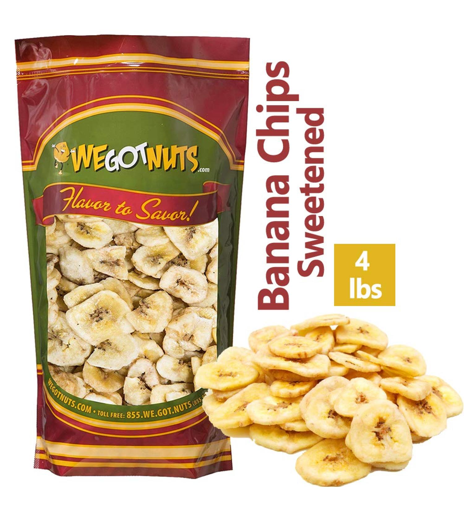 We Got Nuts Sweetened Banana Chips - 4 lbs Sealed for Freshness | Healthy Snack - Buy Online on GoSupps.com