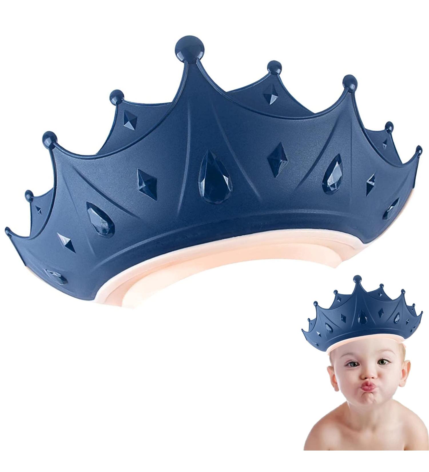 Baby Shower Cap Shield for Kids | Visor Hat for Eye and Ear Protection | Adjustable Bath Visor for Children 0-9 Years | Cute Crown Shape - Blue - Buy Online on GoSupps.com