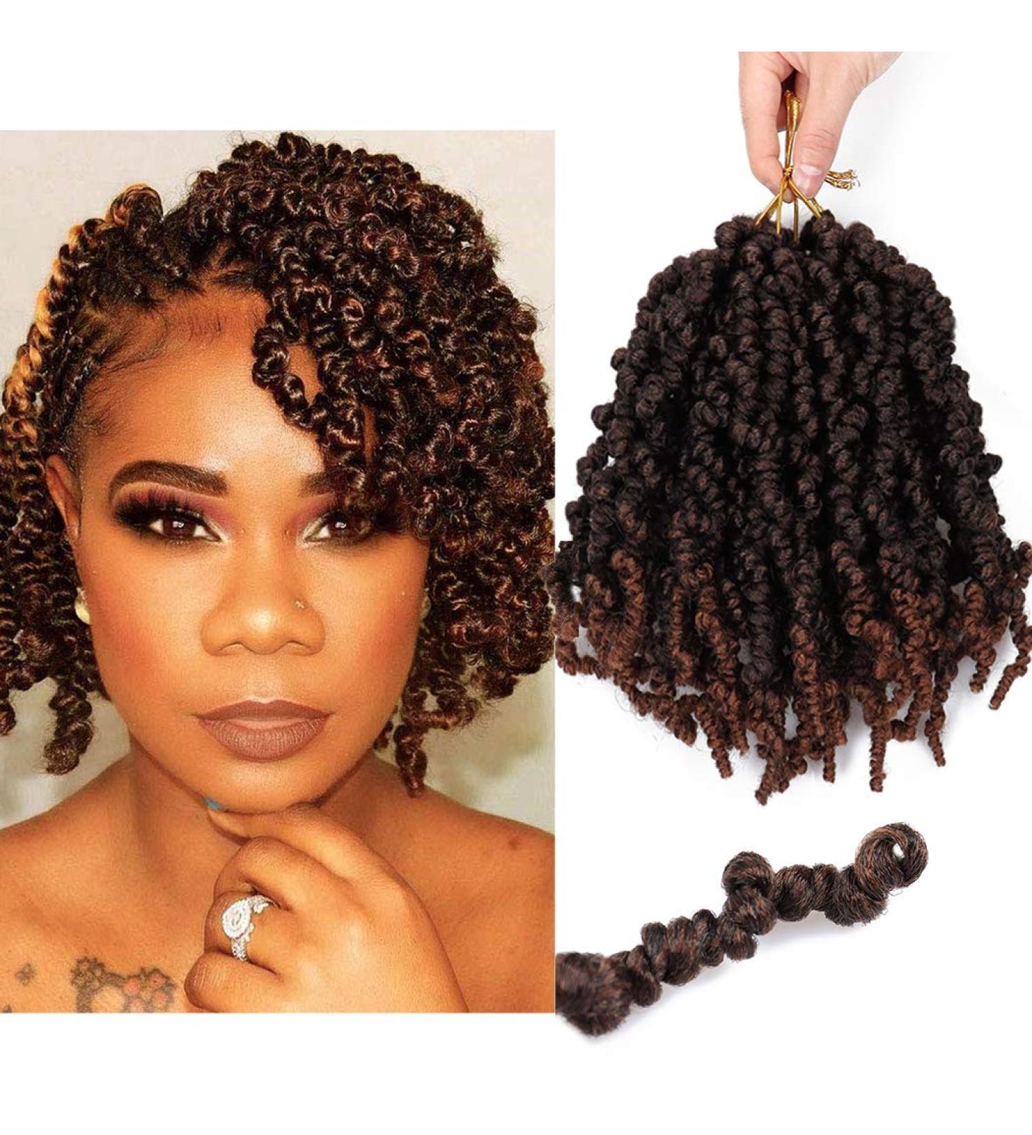 Pre-twisted Spring Twist Crochet Hair Short Curly Braids 8 inch (Pack of 4) T30 - Synthetic Hair Extensions - Buy Online on GoSupps.com