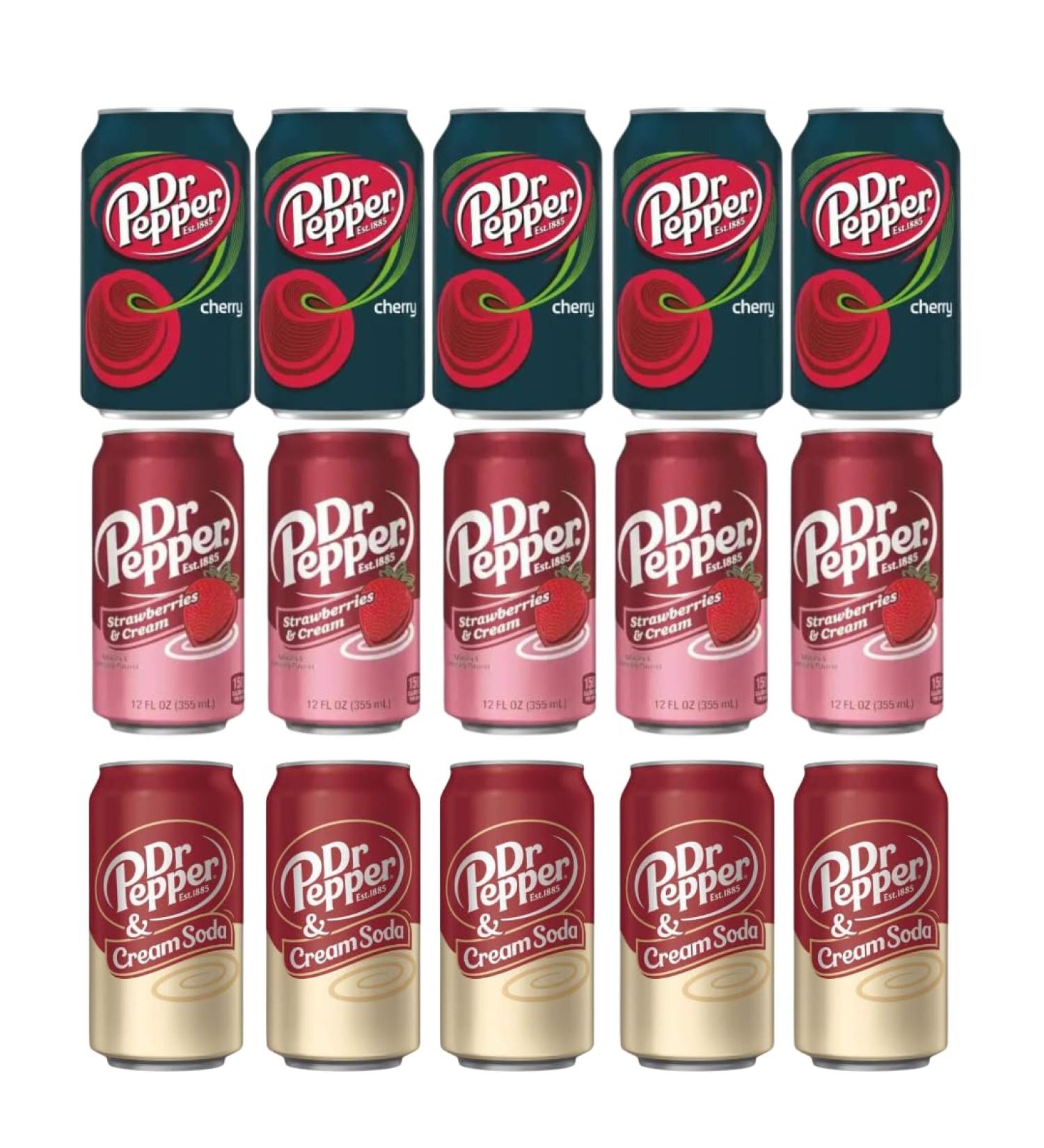 Candybox Carbonated drink Dr Pepper - American sweets - refreshing drink - drinks - drinks - taste mix cream soda Strawberries Cream Cherry - 5325ml 5 Pack Mix