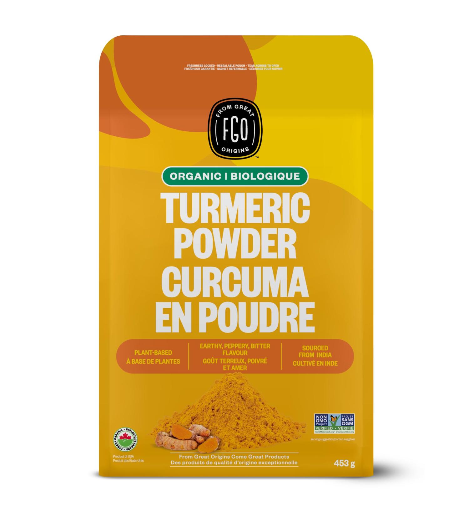 FGO Organic Turmeric Powder w/Curcumin 100% Raw from India 16oz (Pack of 1) - Buy Online on GoSupps.com