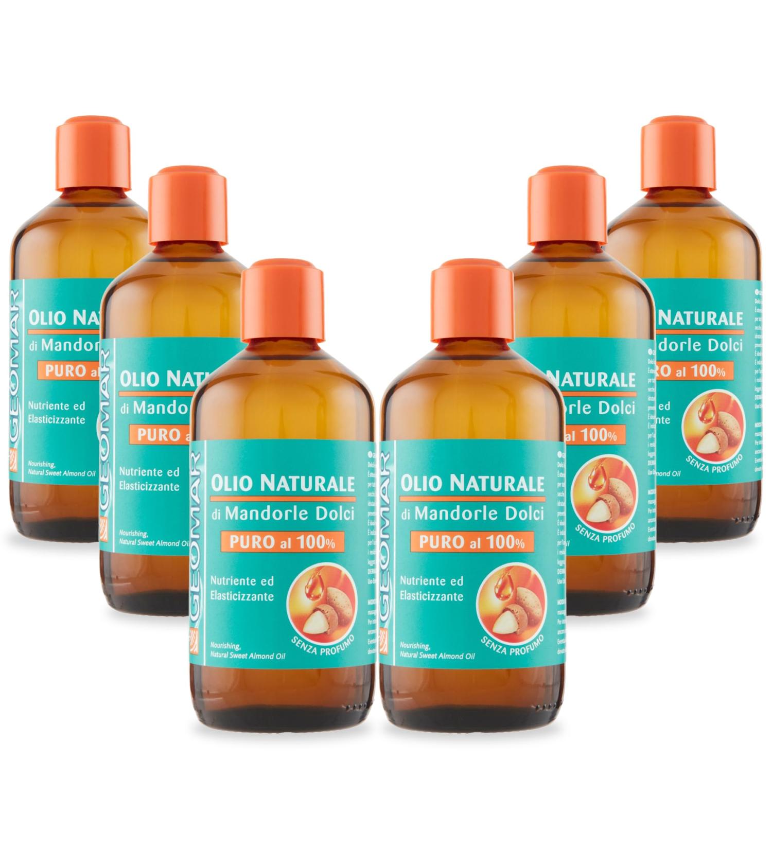 GEOMAR | Pure Sweet Almond Oil Nourishing and Elastic 100% Natural Made in Italy 6 x 250 ml - Buy Online on GoSupps.com