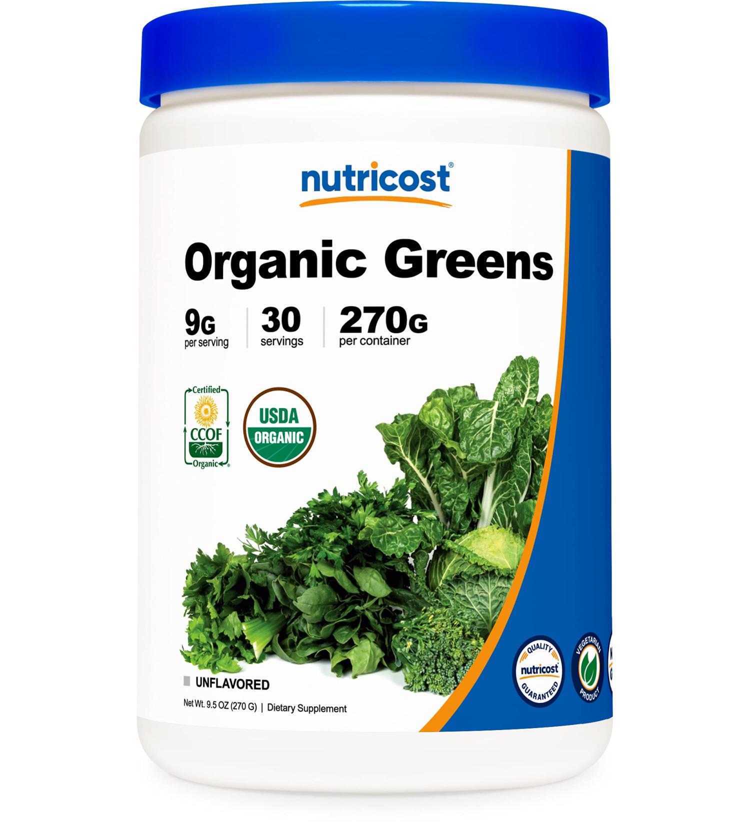 Nutricost Organic Greens Powder 30 Servings - Certified USDA Organic Superfood Powder - Buy Online on GoSupps.com