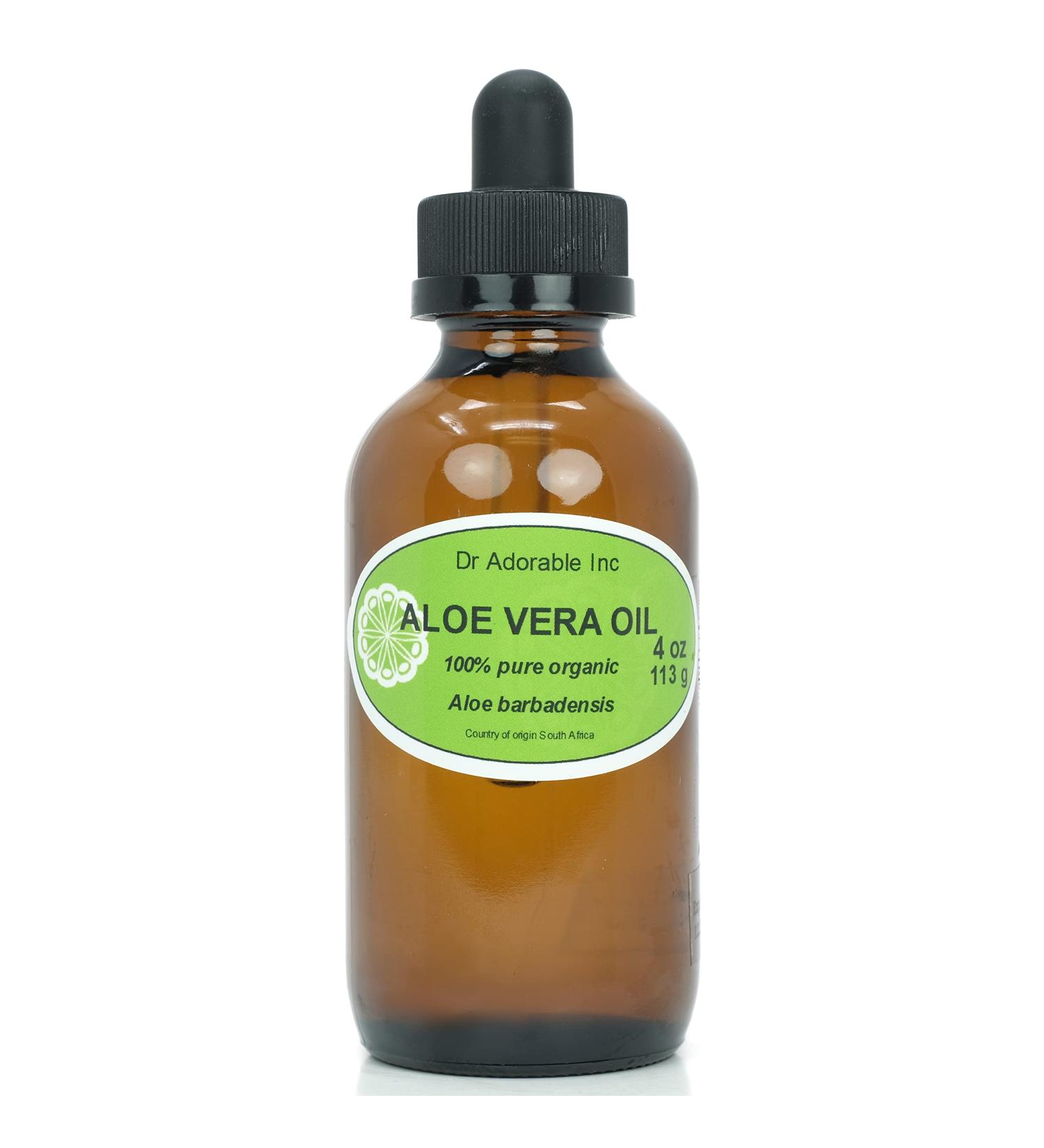 Aloe Vera Oil 4 oz Amber Glass Bottle | Skin, Hair, & Health | Glass Dropper - Buy Online on GoSupps.com