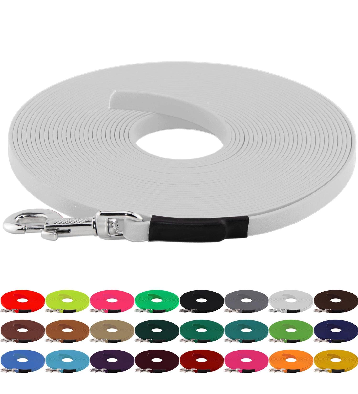 Buy LENNIE BioThane Towline for Dogs 15-25kg | 13mm 1m Long Sewn No Hand Loop - Durable & Lightweight White - Buy Online on GoSupps.com