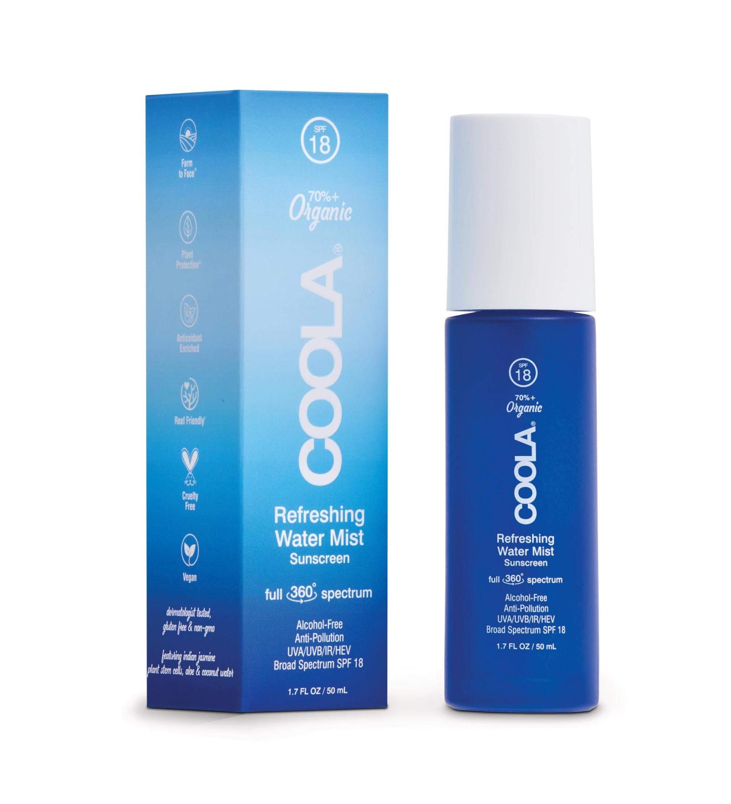COOLA Organic Face Moisturizer with SPF 18 | Refreshing Water Mist | Dermatologist Tested Sunscreen with BlueScreen Technology | 1.7 Fl Oz - Buy Online on GoSupps.com