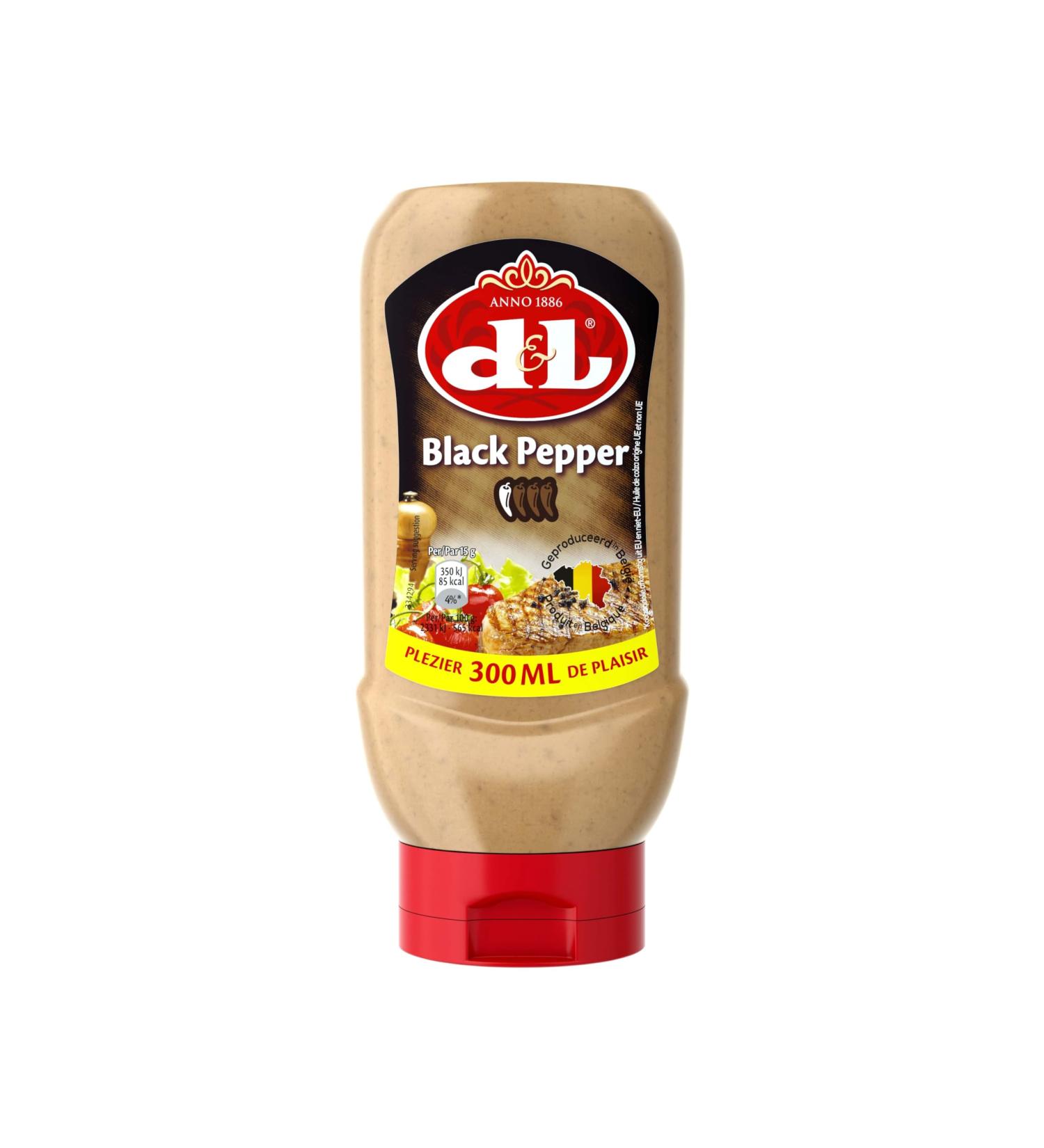  Hymor D&L Black Pepper Sauce 12 x 300ml Squeeze Spicy creamy and tangy steak sauce for hamburgers steak fries barbecue and sandwiches Fine spicy sauce from Devos & Lemmens for savory dishes - Buy Online on GoSupps.com