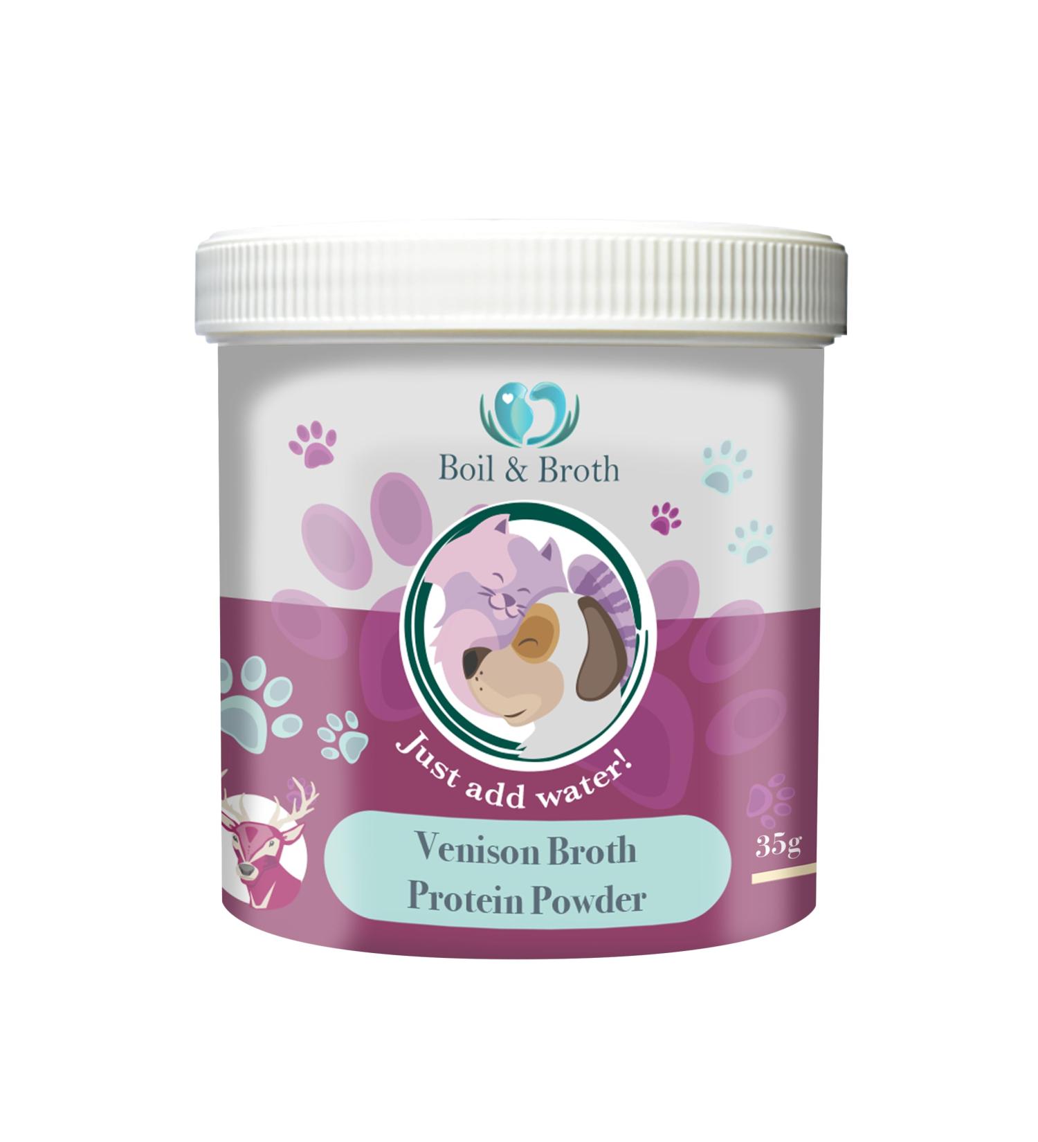Venison Broth for Dogs | 100% Pure Protein Powder | Collagen & Gelatin | Glucosamine & Chondroitin | Hip & Joint Support | Digestion & Gut Health | Human-Grade | 35.00g Pack - Buy Online on GoSupps.com