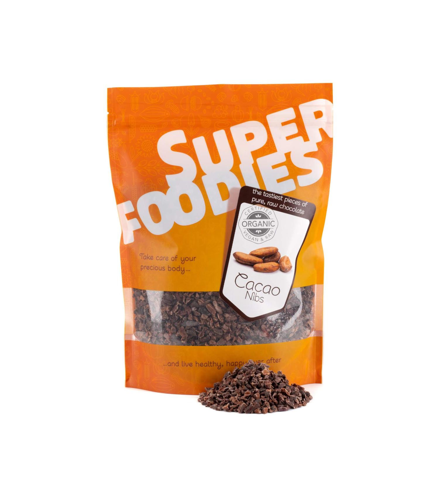 Superfoodies Raw Organic Cocoa/Cacao Nibs 500g - Sustainably Sourced from Superior Criollo Beans in Peru - Non-GMO (Pack of 1) - Buy Online on GoSupps.com