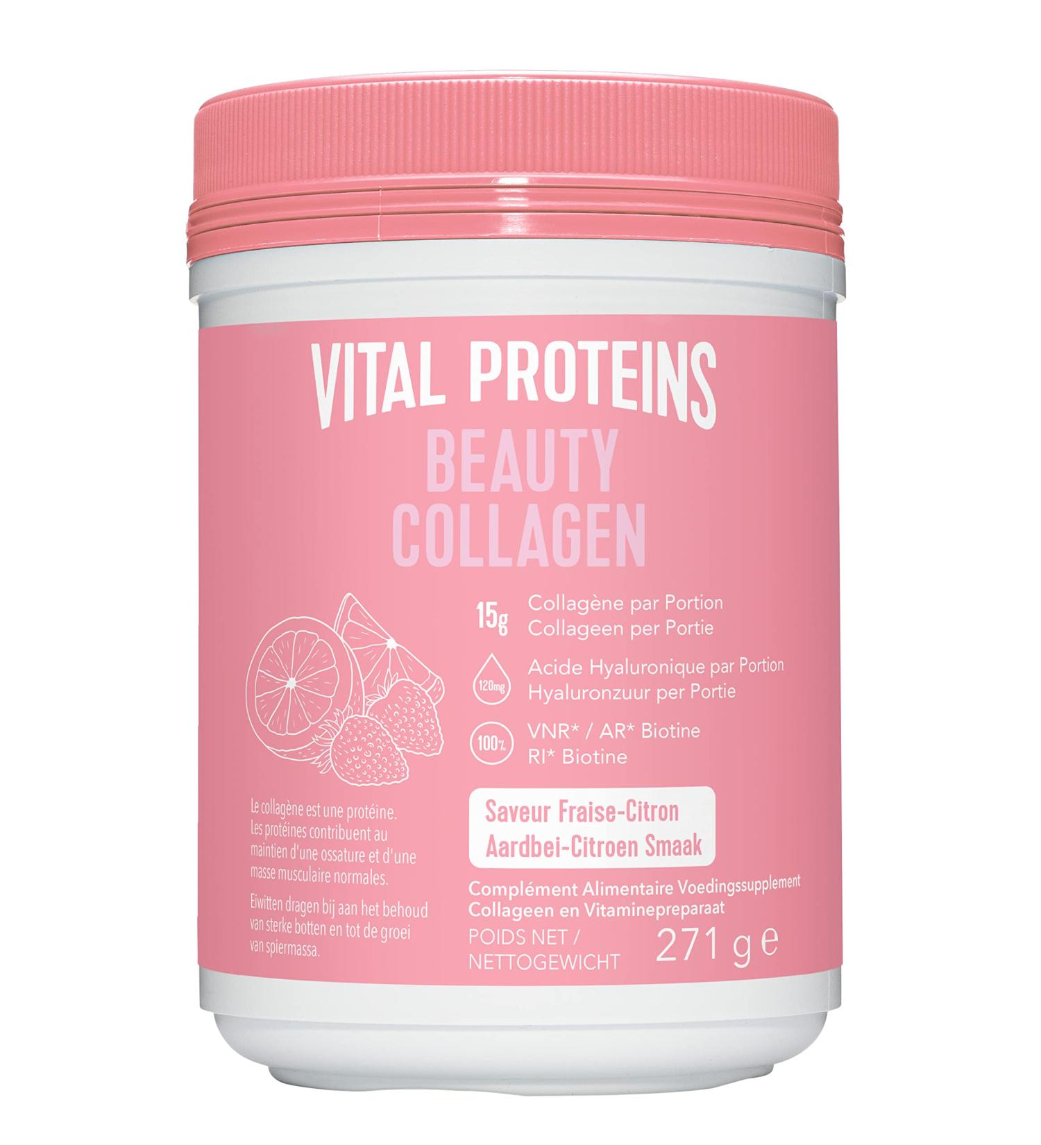 Vital Proteins Beauty Collagen Strawberry Lemon Powder - Collagen and Hyaluronic Acid - Box of 271 g - Buy Online on GoSupps.com