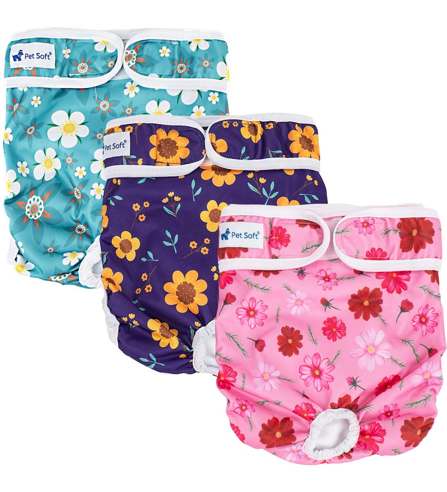 Reusable Soft Dog Diapers for Bitches | High-Suction Incontinence Heat Pants - 3-Pack (Pattern 3 Size L) - Buy Online on GoSupps.com