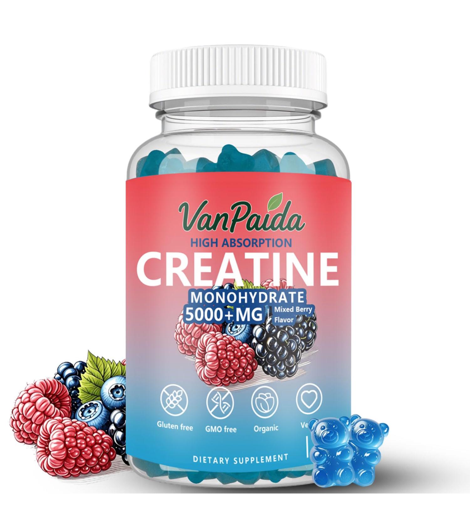Creatine Gummies Monohydrate, Chewable Creatine Monohydrate, Muscle Boost, Energy Boost, Pre-Workout Supplement, Enhanced Bursts, Vegan, Muscle Growth Support, Recovery & Performance, Gluten Free - Buy Online on GoSupps.com