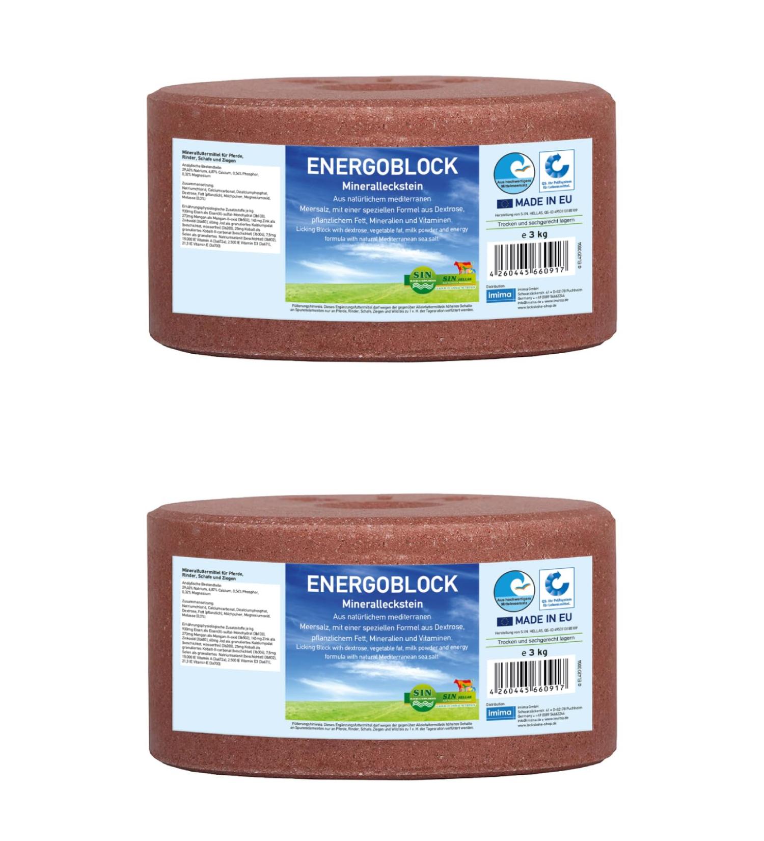 Imima Mineral Lick Energy Block Set - 2 x 3kg Salt Licks for Horses Sheep Goats and Cattle - 6kg Mineral Stone for Optimal Nutrition - Buy Online on GoSupps.com