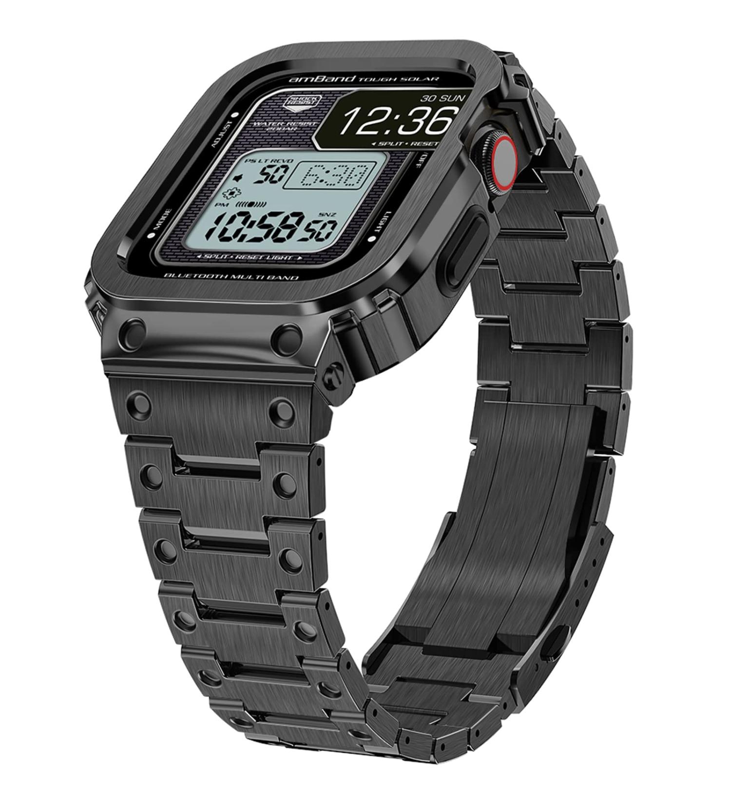 amBand Stainless Steel Apple Watch Case and Band 45mm - Rugged Luxury Metal Cover for Men - Buy Online on GoSupps.com