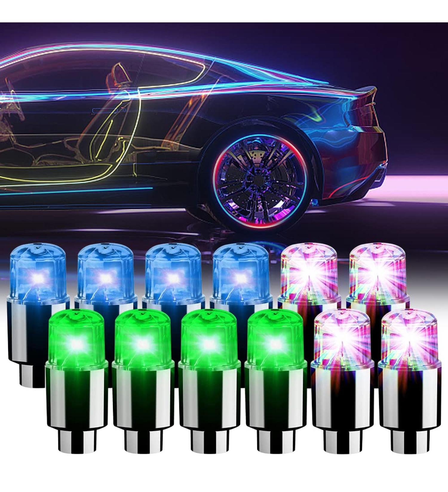 Naveso Bright Valve Caps - 12 PC Bike Tire Lighting Accessories with Intelligent Sensors for Cars & Motorcycles - Buy Online on GoSupps.com