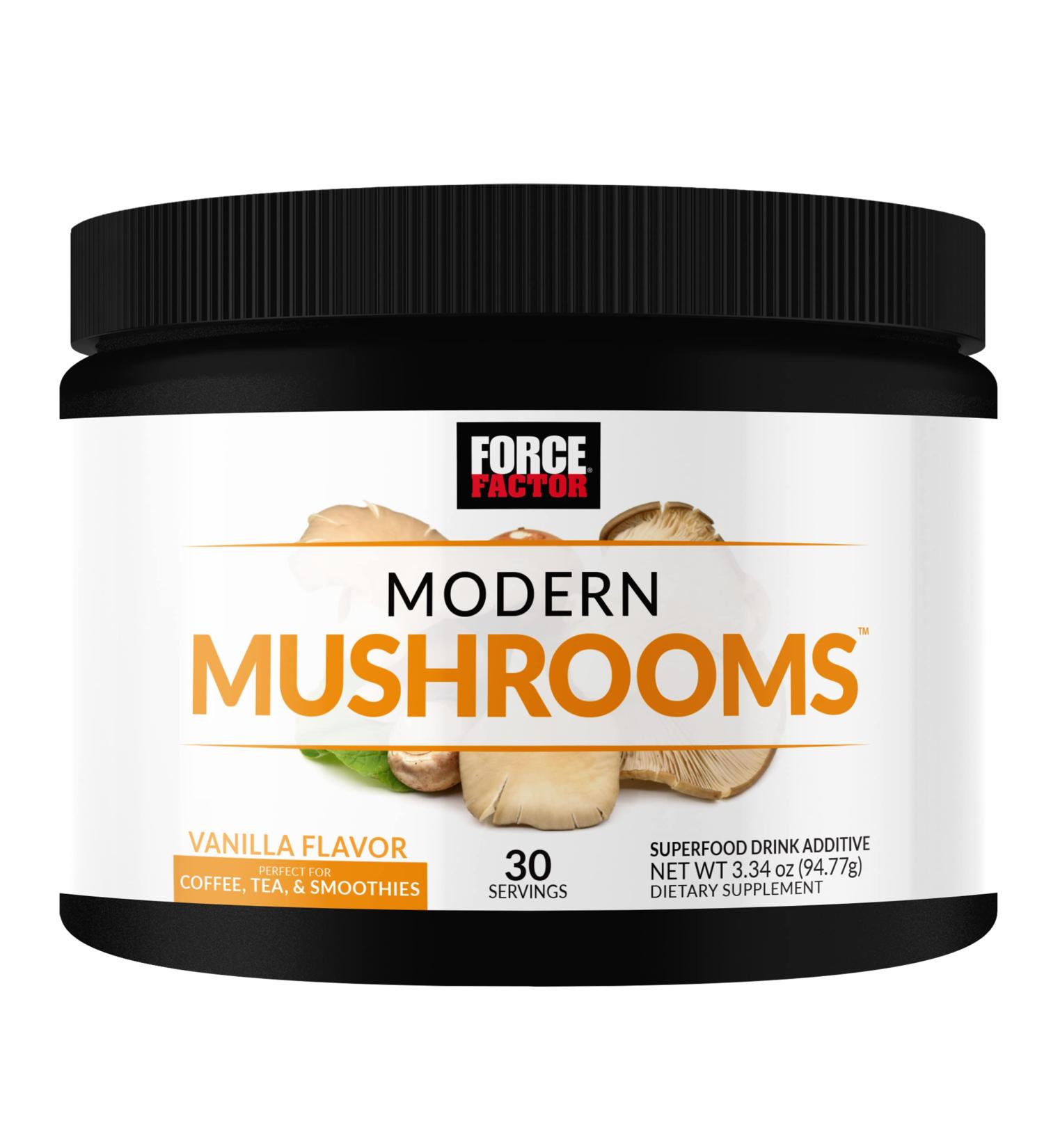 Force Factor Modern Mushrooms Powder - Energy, Focus & Immunity Supplement with Cordyceps, Turkey Tail, Chaga, Reishi, Lion's Mane, Shiitake - Vanilla Flavor - 30 Servings - Buy Online on GoSupps.com