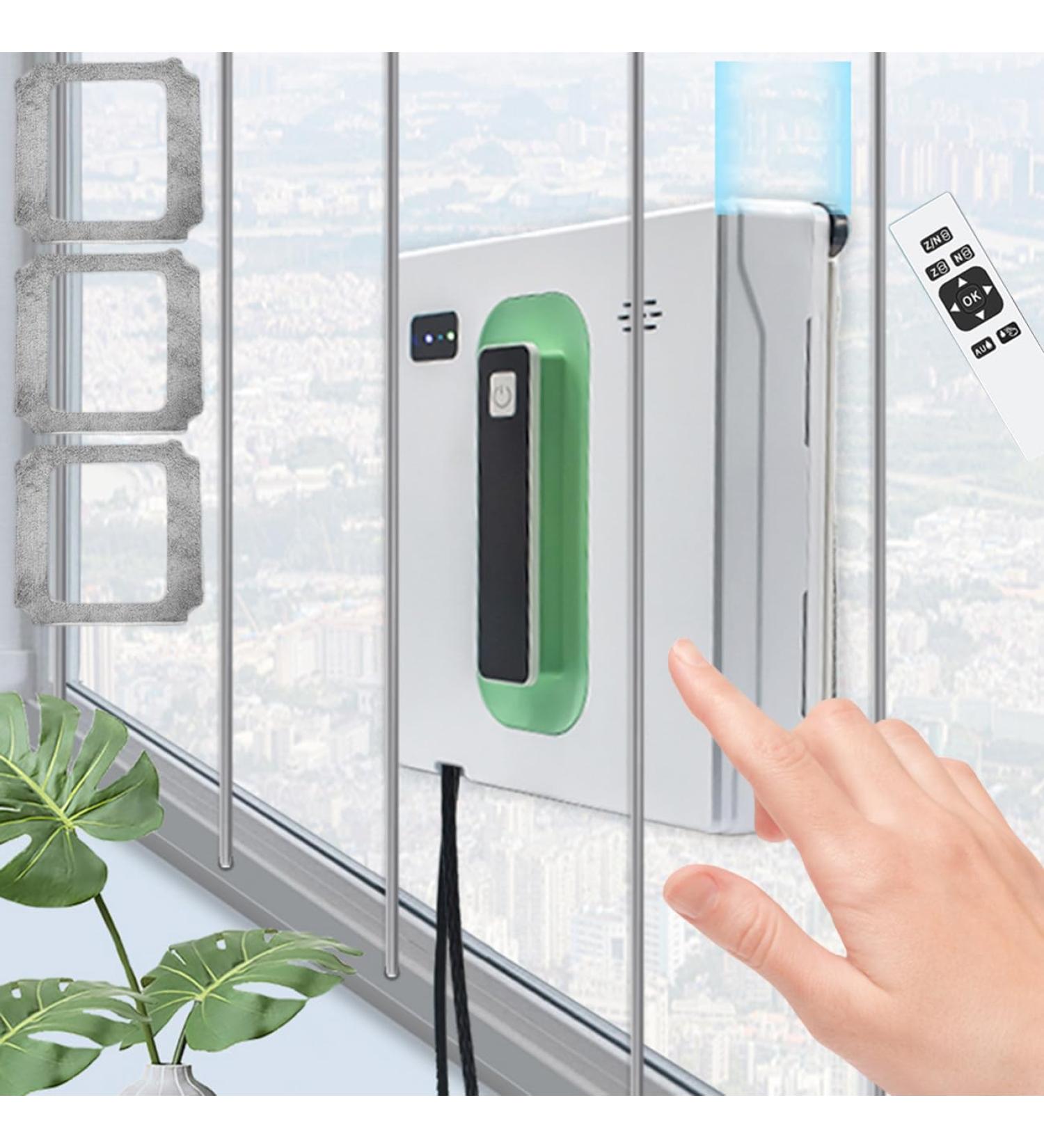 Automatic Window Cleaner Robot with 50ml Large Water Tank Remote Control and Voice Assistant - Double Water Jet Cleaning for Outdoor/Indoor Windows. - Buy Online on GoSupps.com