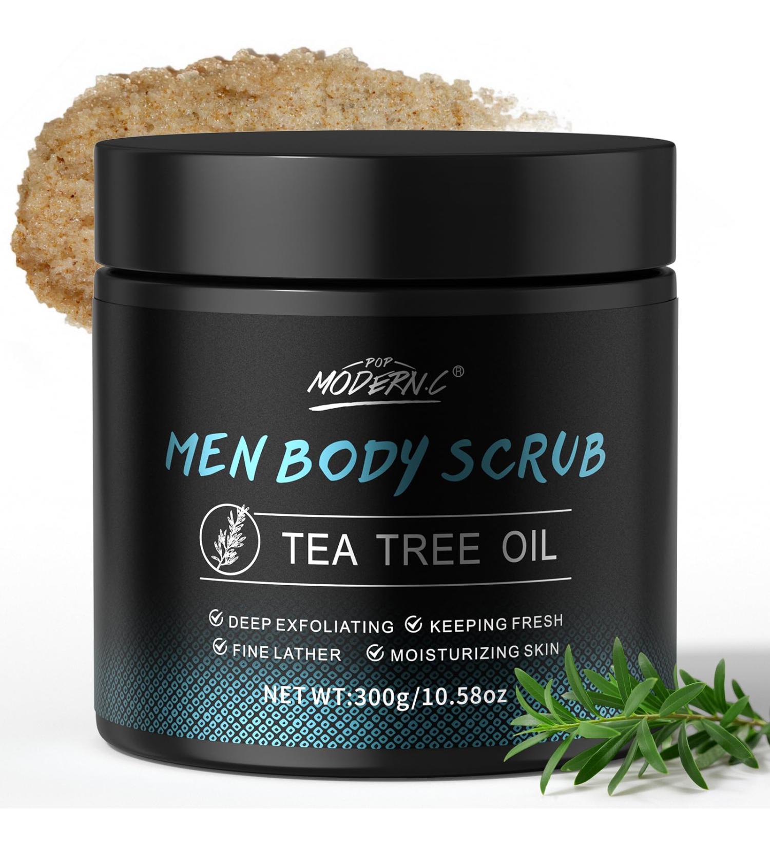 Men Body Scrub with Tea Tree Oil Exfoliating Body Scrub for Men Improve Odor Smooth Rough Skin Body Exfoliator Scrub for Back Chest Shoulders Butt Legs Mens Exfoliating Body Wash with 2% BHA 10% AHA - Buy Online on GoSupps.com